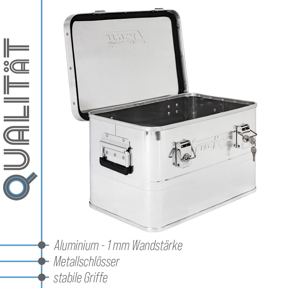 Trucky Allzweckkiste Aluminium Box mit Deckel Silber Alukiste Alu Kiste Abschliessbar
