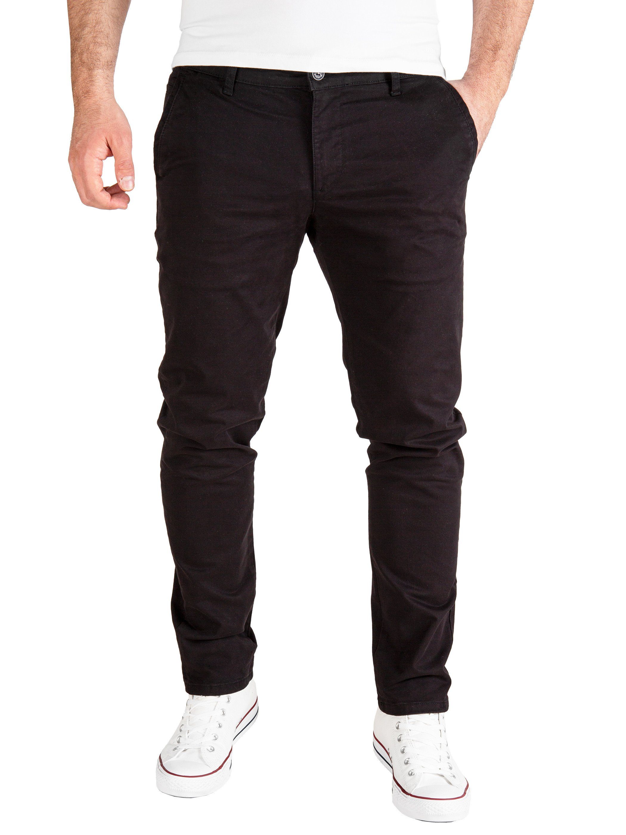 Pittman Chinohose Derrick moderne Baumwolll Chino Jeans mit Reißverschluss Schwarz (black 194008)