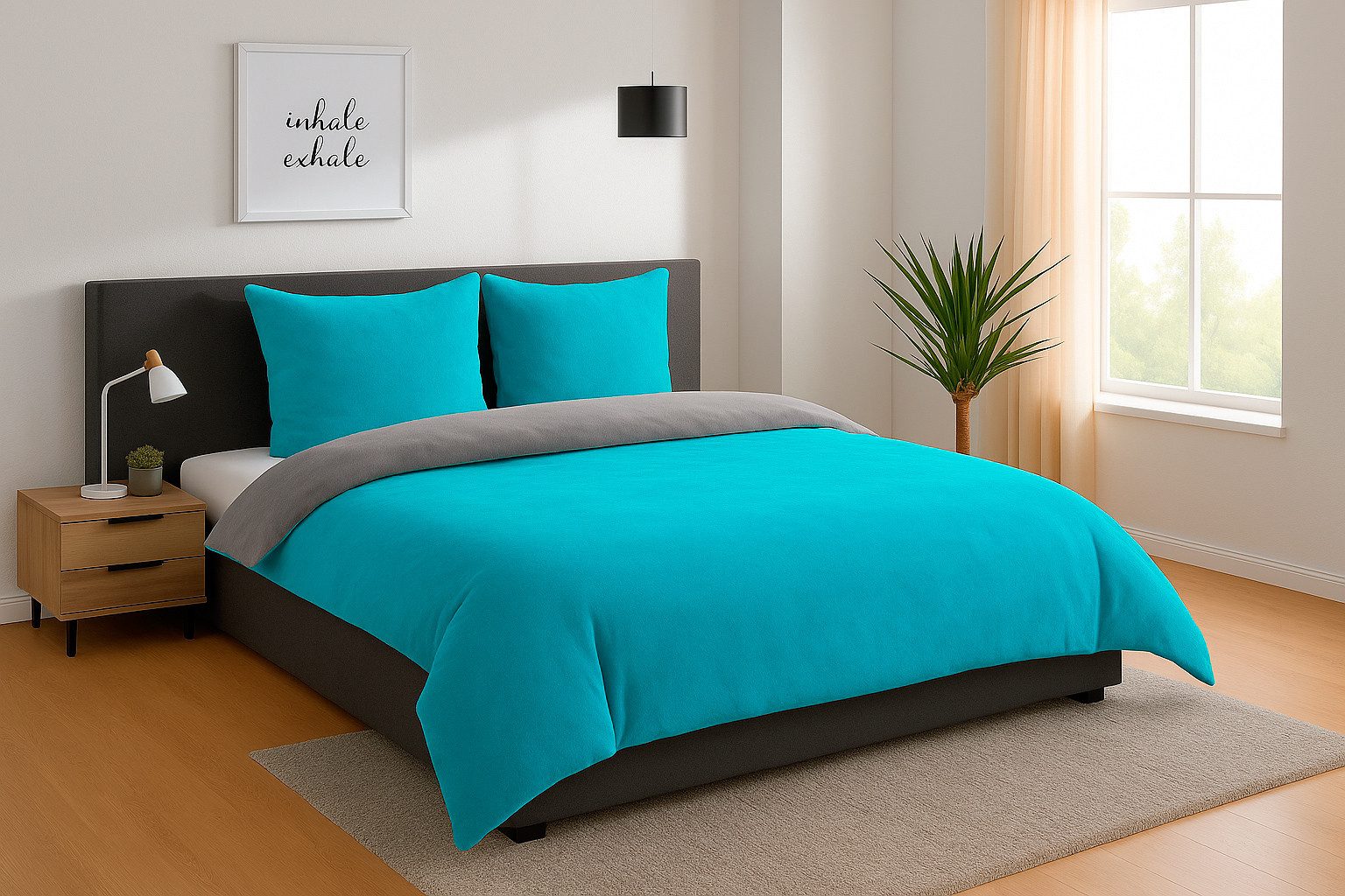 heimtexland Bettwäsche kuschelige Winter Wende-Bettwäsche Cashmere Touch, Microfaser, 2 Kopfkissen 80x80 I Bettdecke 200x200 I Ehebett I petrol
