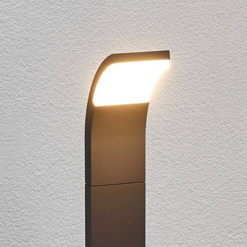 Lucande LED Pollerleuchte Timm, LED-Leuchtmittel fest verbaut, warmweiß, Modern, Aluminium, Kunststoff, grafitgrau, weiß, 1 flammig, inkl.