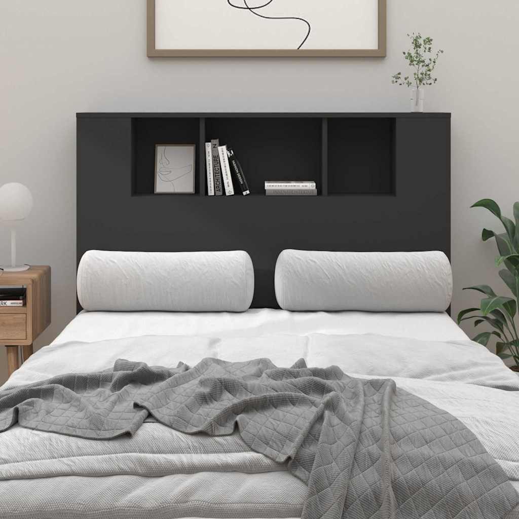 vidaXL Bett Kopfteil mit Ablagen Schwarz 120x18,5x102,5 cm (1-tlg)