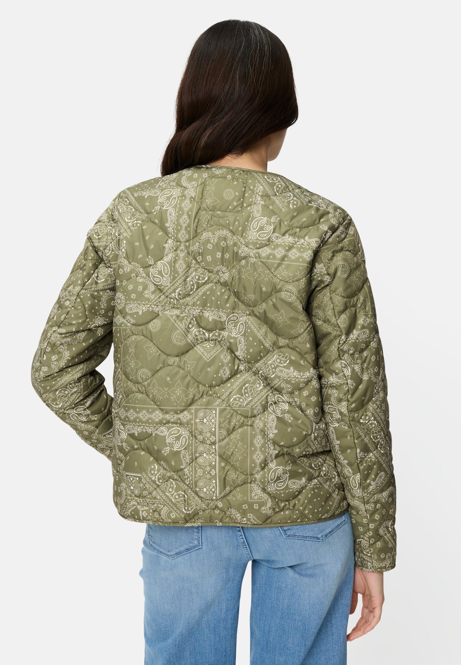 camel active Blouson mit Druckknopfleiste Langarm Rundhals Markenlabel
