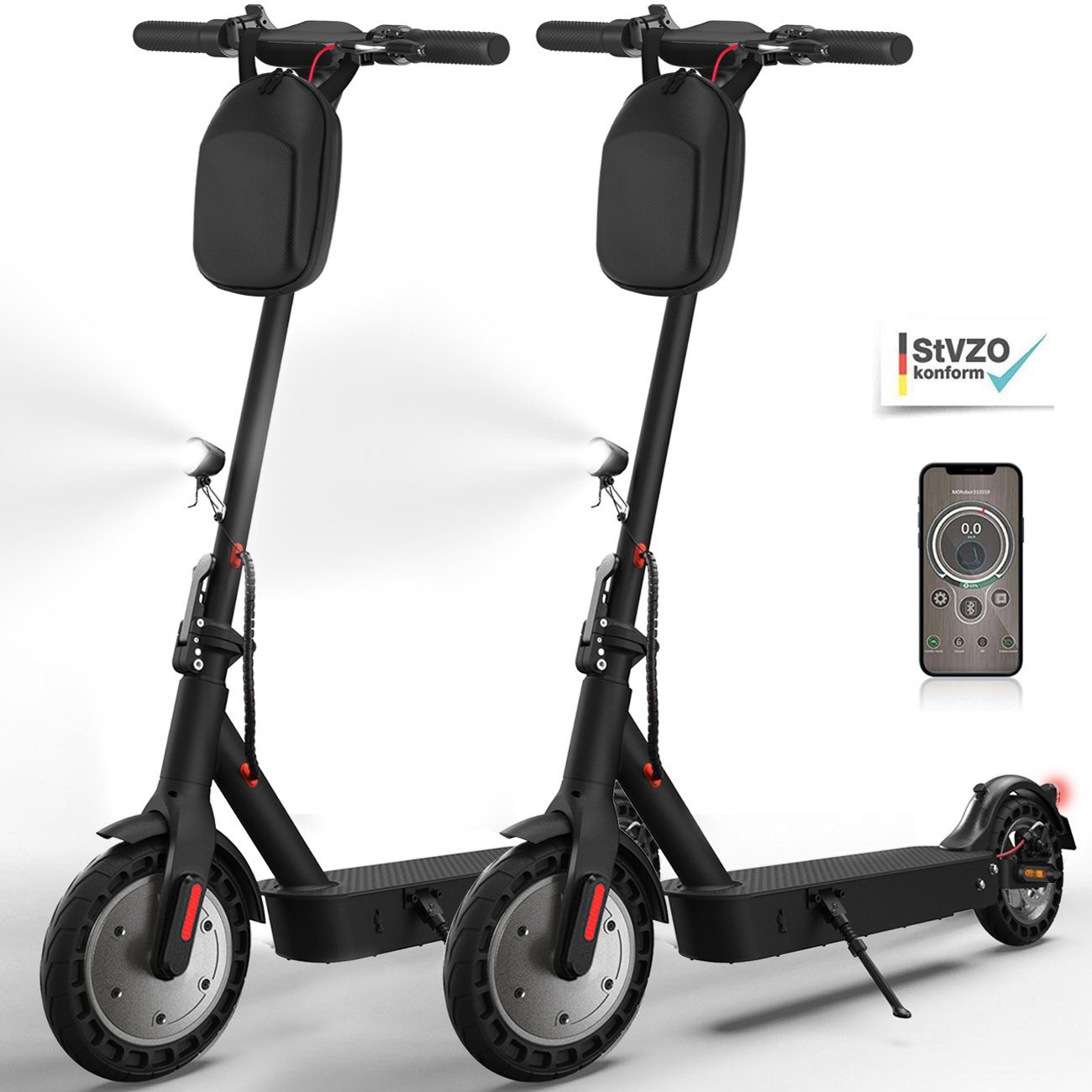 iscooter E-Scooter 10'' Elektroroller mit Straßenzulassung ABE, E-Scooter mit 500W Motor, 20,00 km/h, Komfortable Stoßdämpfer, APP-Verbindung, bis 120 kg, 40 km Reichweite 2 Stück