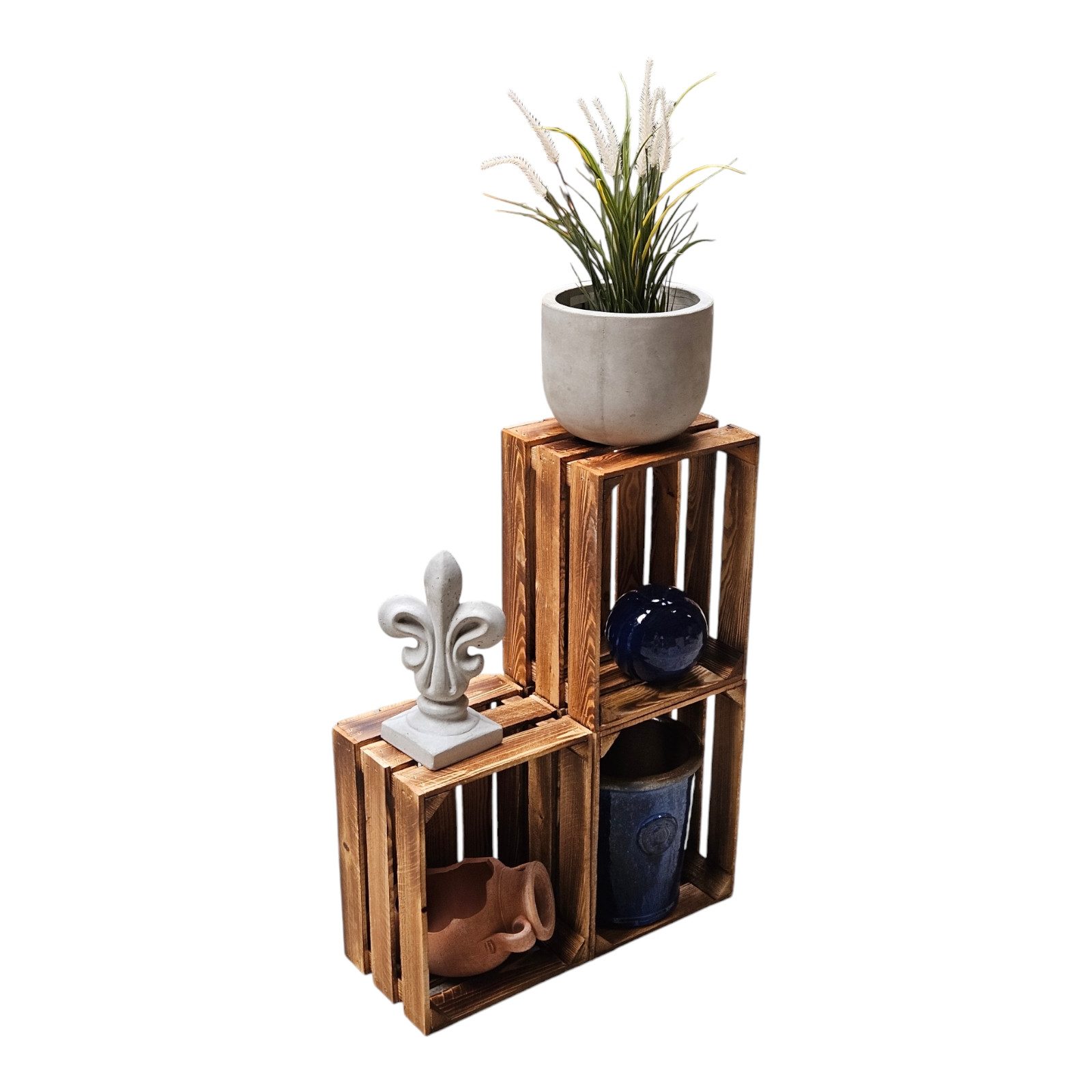 Holzkiste Holzkiste 40 x 30 x 25 cm 3er SET Geflammt