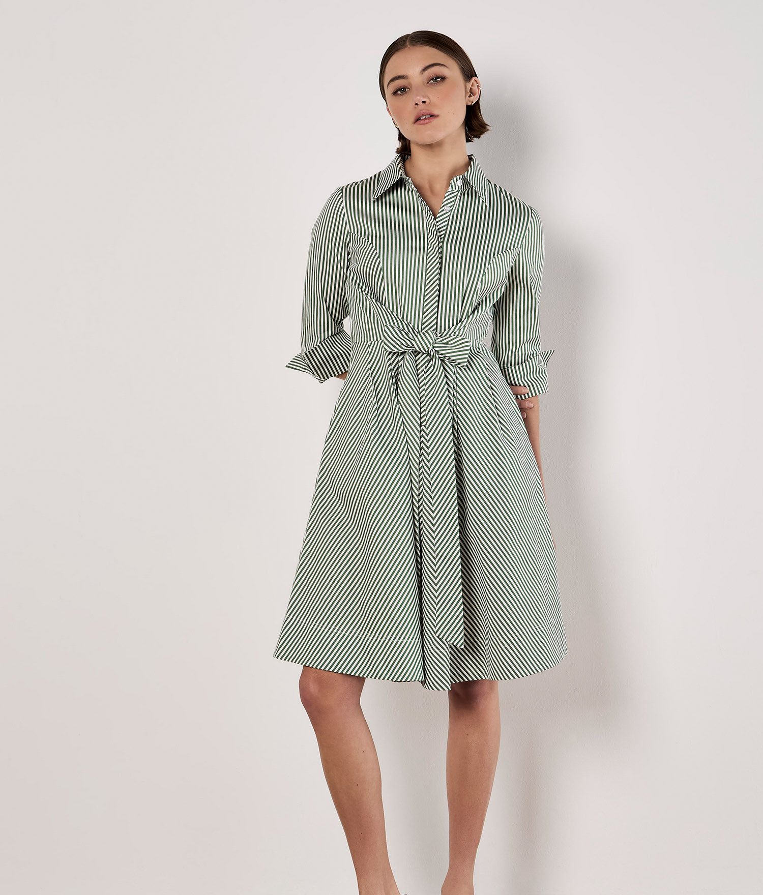 Apricot Minikleid Gestreiftes Hemdblusenkleid (1-tlg., Stoffgürtel) mit ang günstig online kaufen