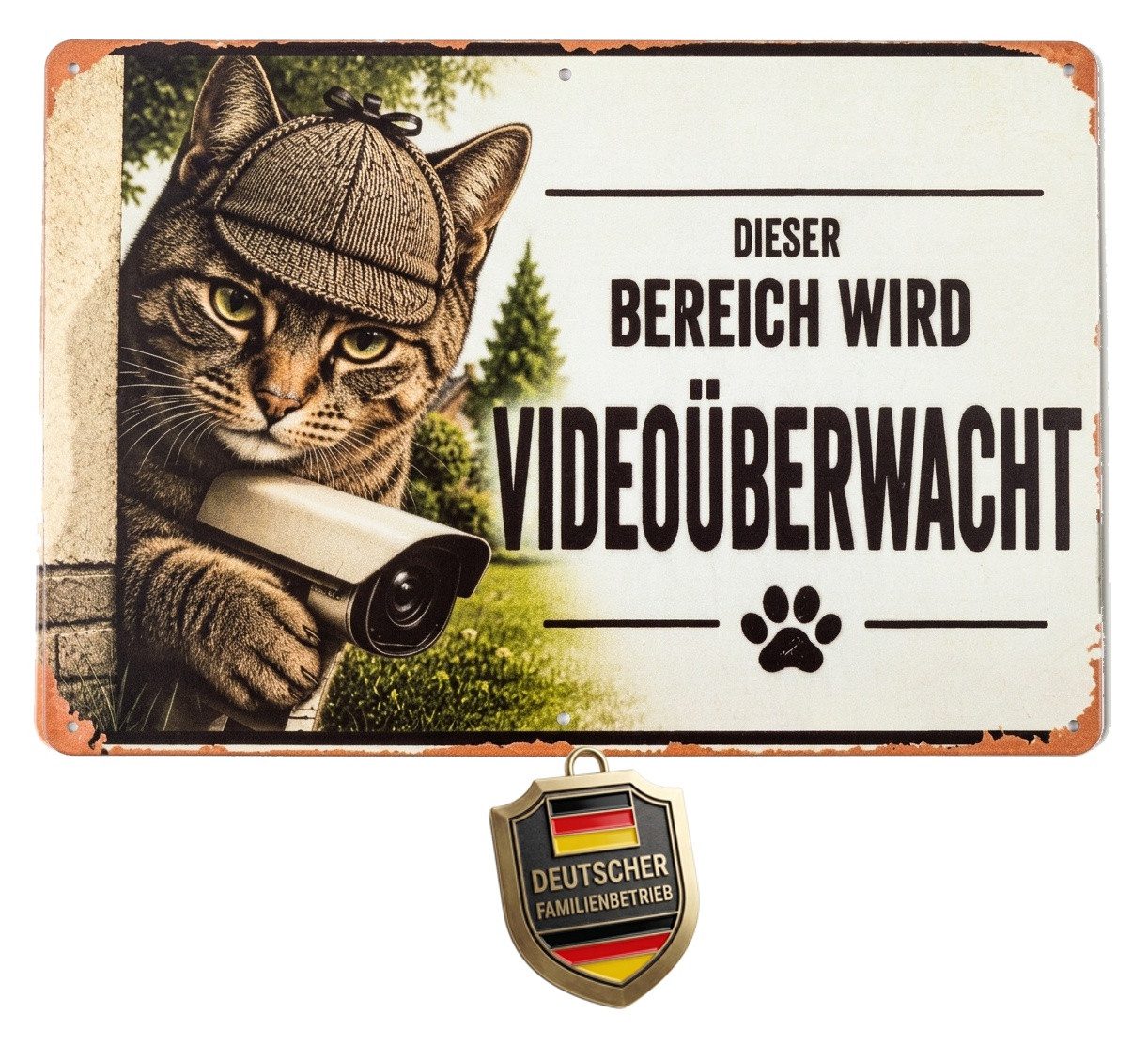 BAY-Sports Warnschild Videoüberwachung Achtung Bereich wird Videoüberwacht Metallschild 30cm, Überwachungskamera Hinweis Betreten verboten – Bild 5 von 5