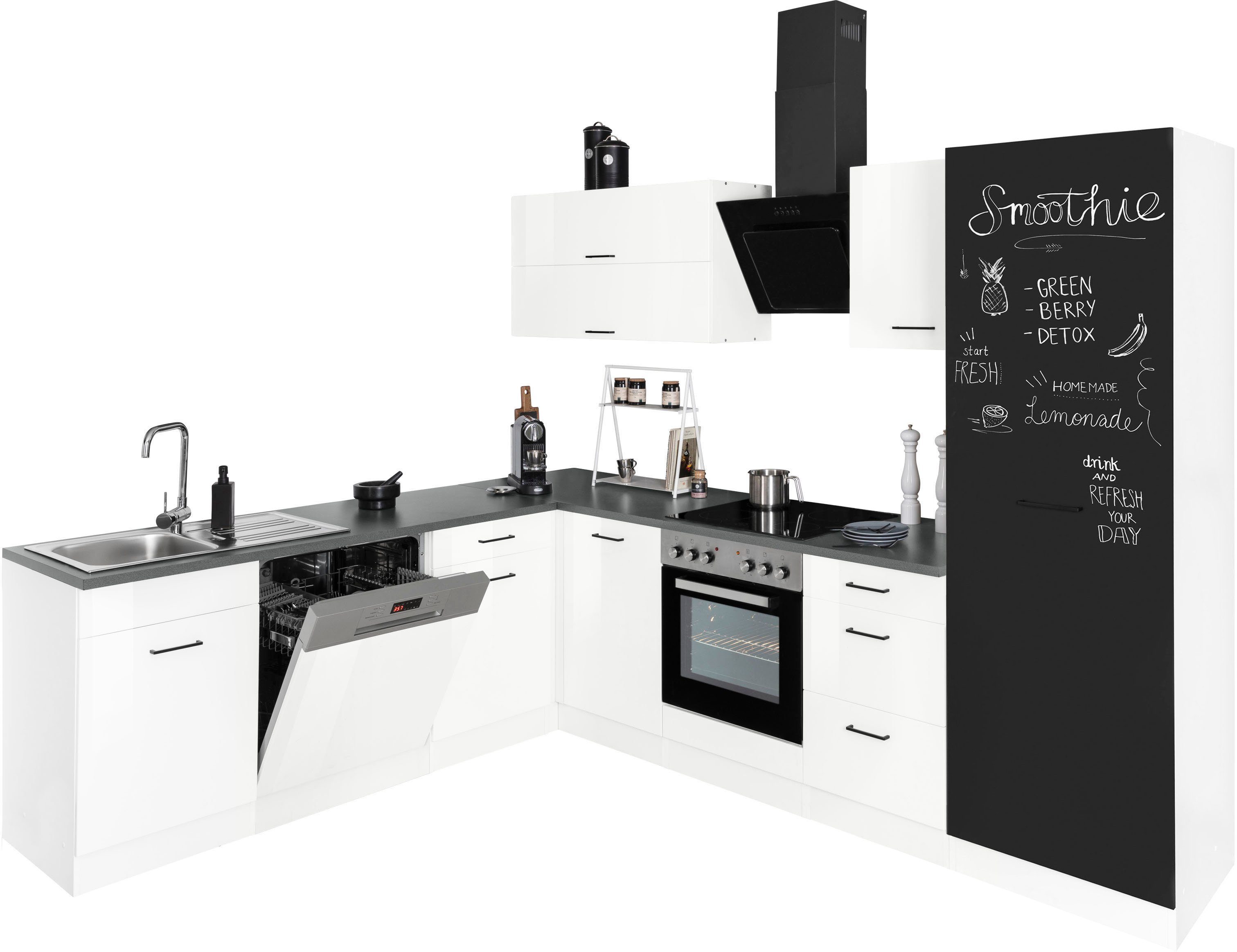 KOCHSTATION Winkelküche KS-Trier, mit E-Geräten, Stellbreite 220/270 cm