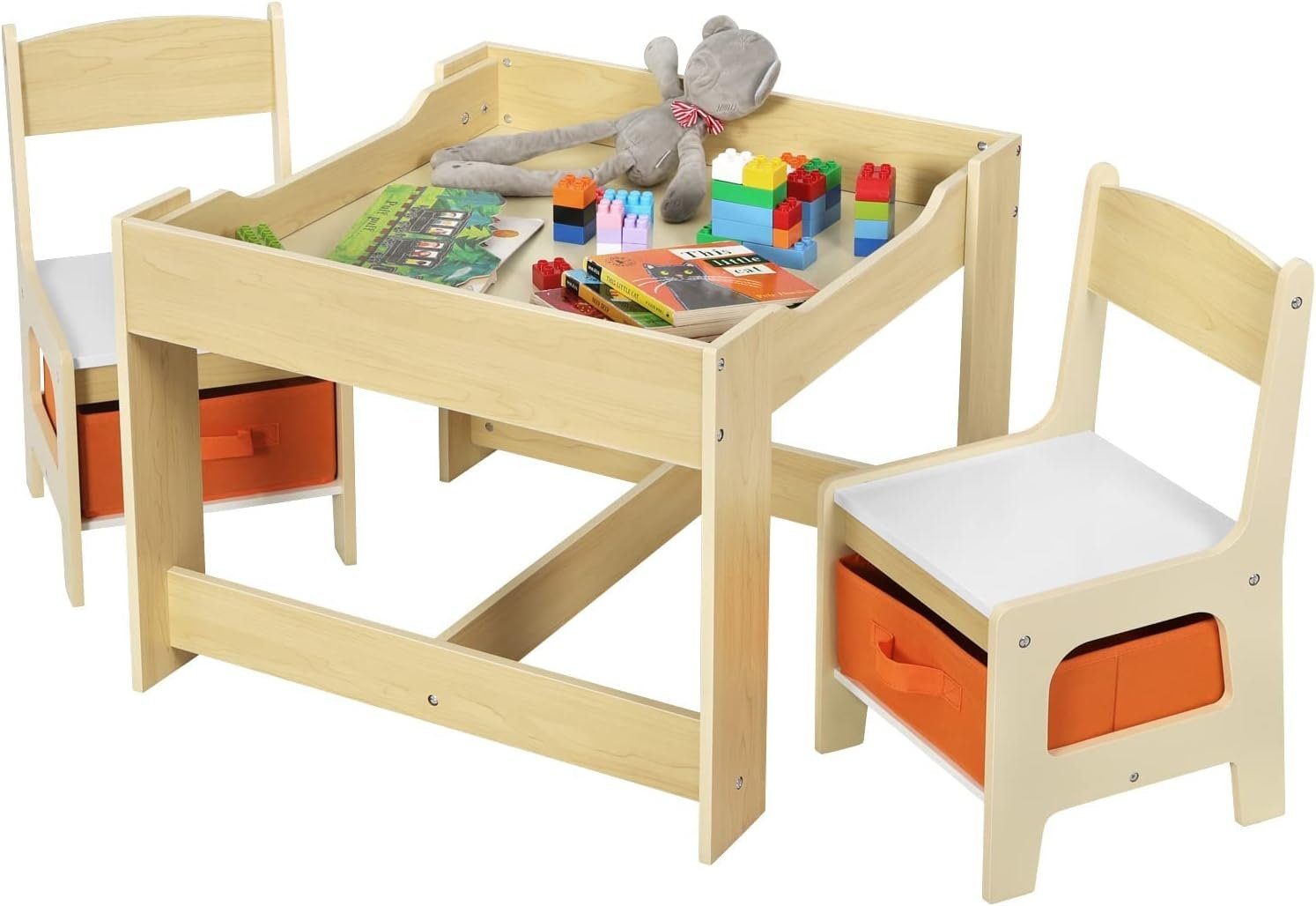 Tischplatte abnehmbar (1-tlg), weiß Woltu Kindersitzgruppe, Maltisch Kindermöbel,