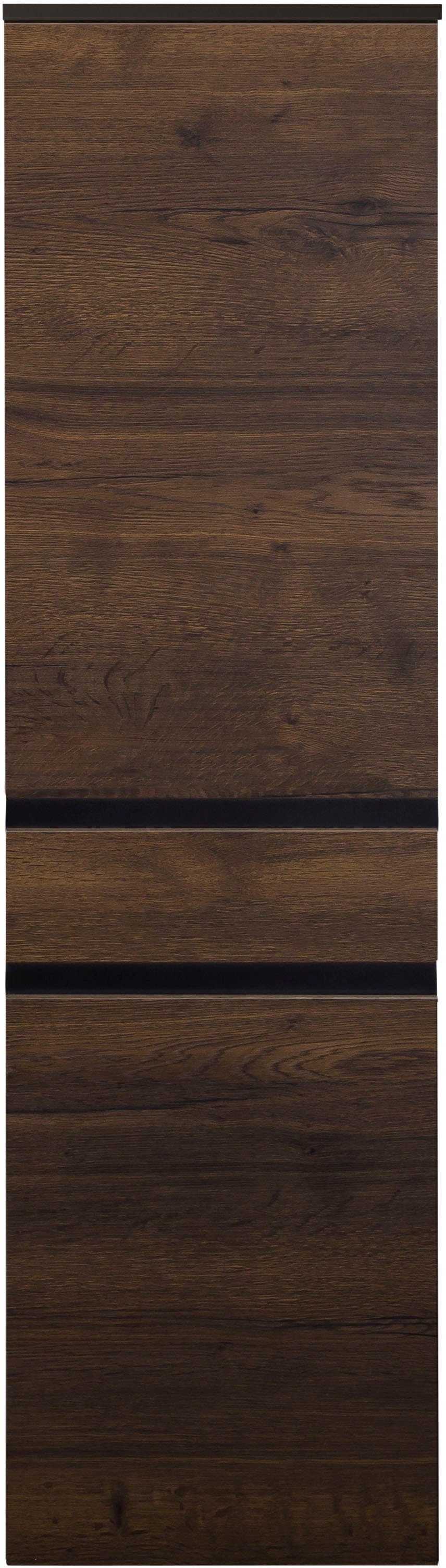 MARLIN Midischrank 3510clarus 40 cm breit, Soft-Close-Funktion,  vormontierter Badschrank, Badmöbel, Mit moderner Griffleiste in schwarz matt | Midischränke