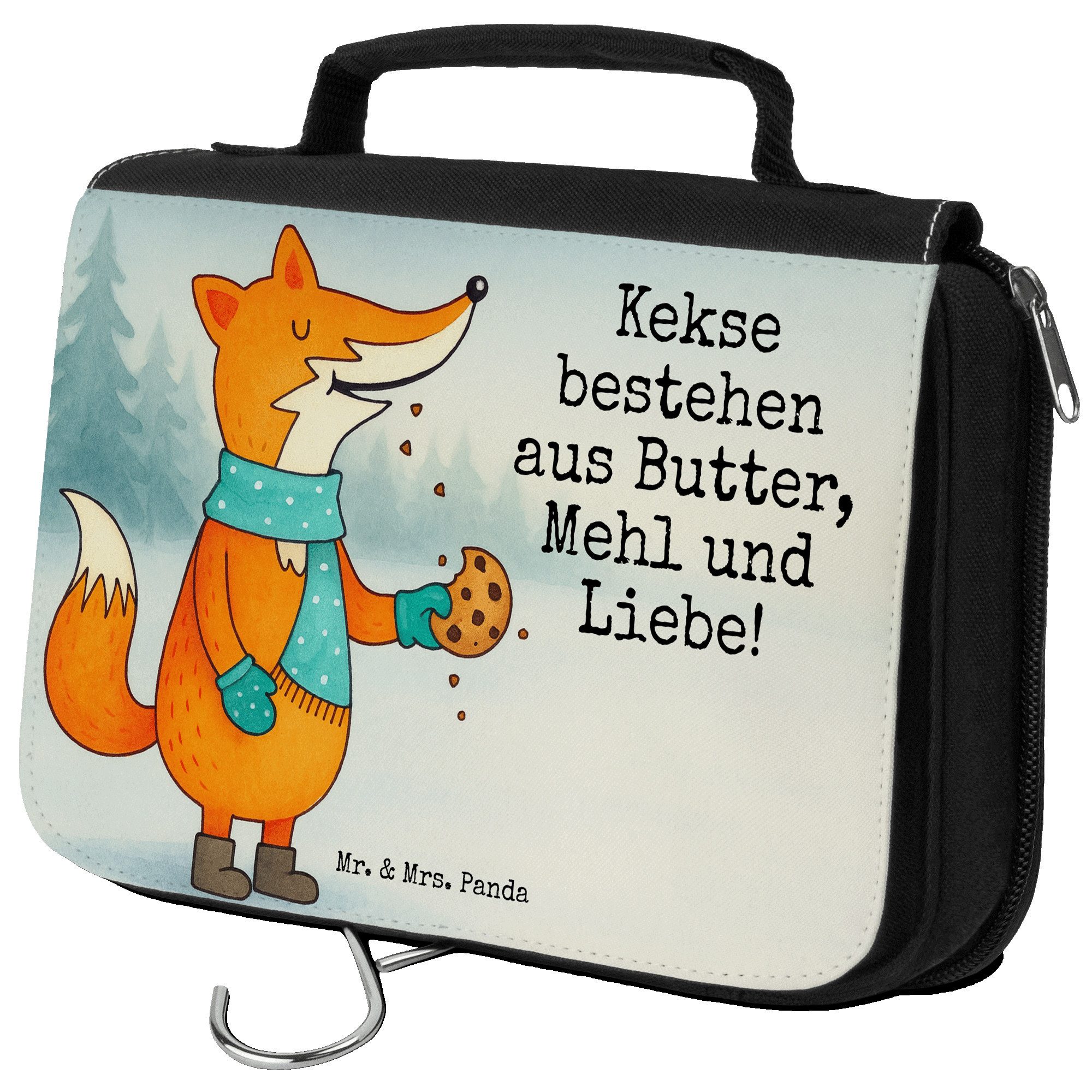 Kulturbeutel Fuchs Keks Design, Necessaire, Weiß, badtasche, Kulturtasche, kulturt