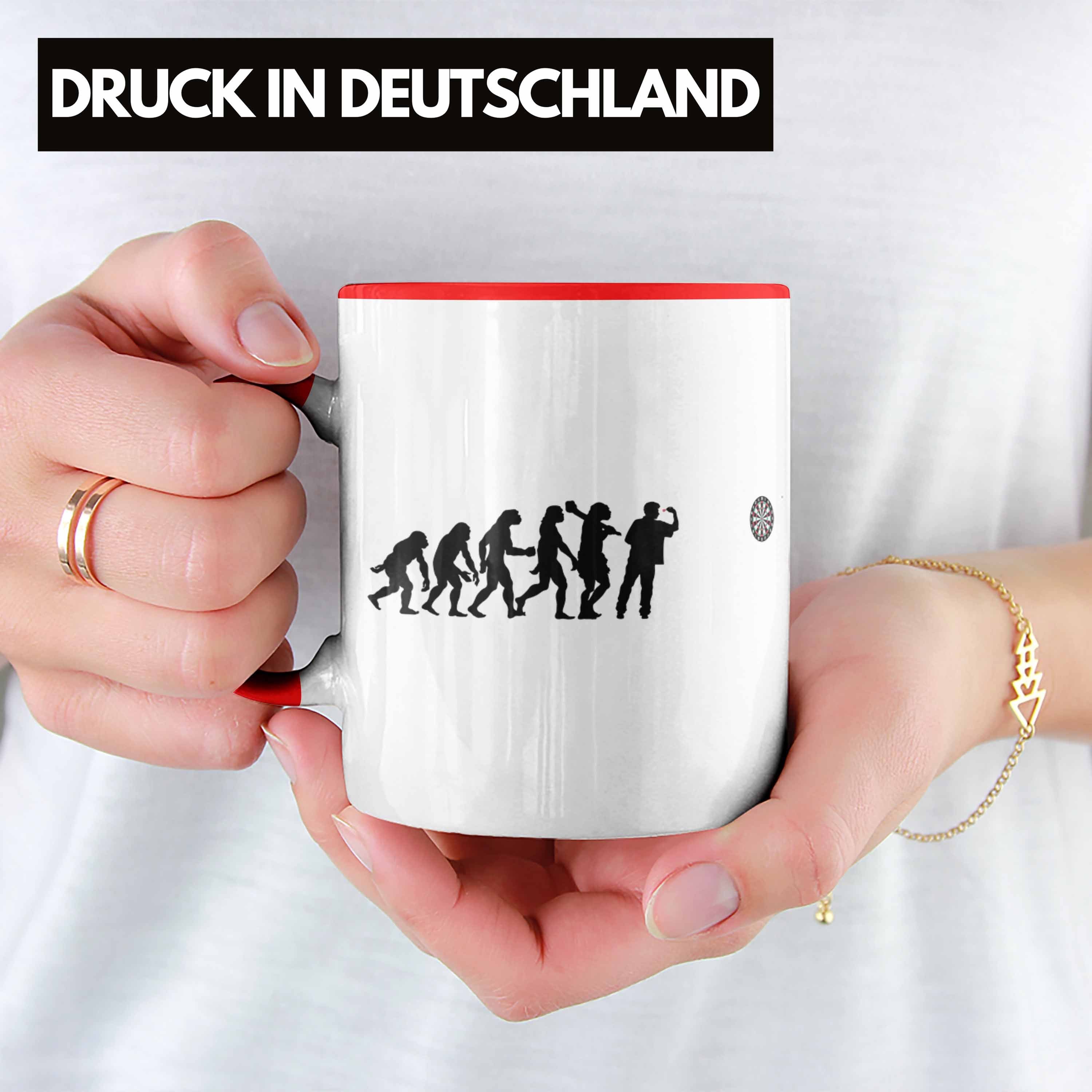 Spruch Dartpfeil - Evolution Männer Dart-Spieler Tasse Rot Trendation Geschenkidee Dart Trendation Tasse