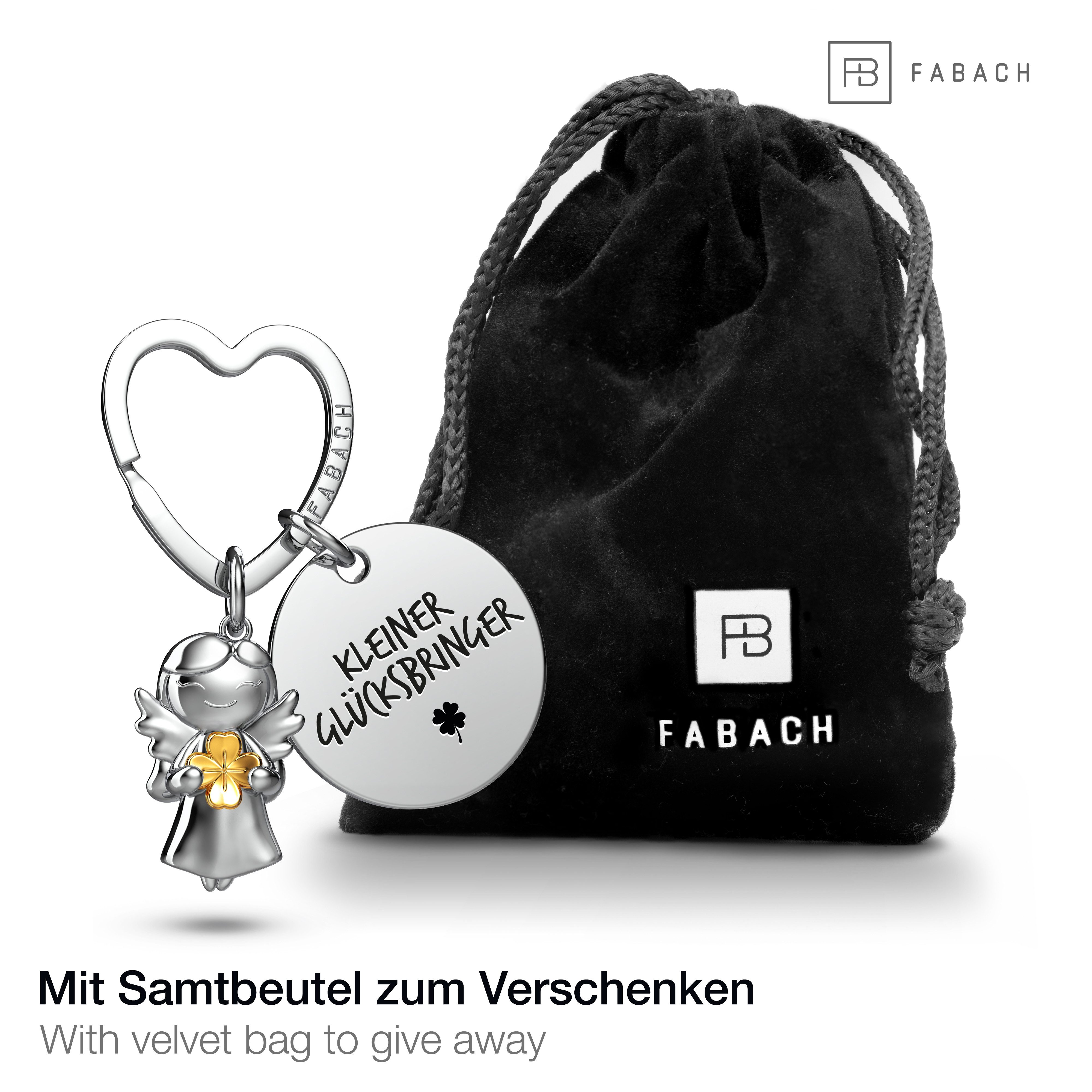 FABACH Schlüsselanhänger Schutzengel Star mit Kleeblatt & "Viel Glück" Grav günstig online kaufen