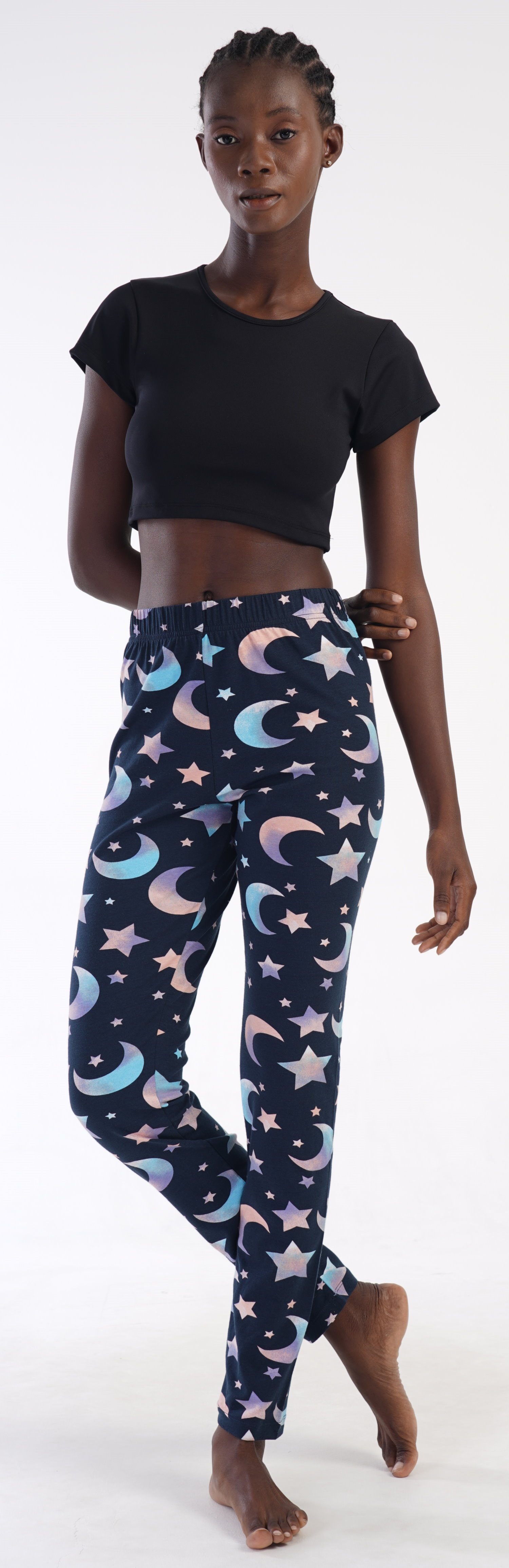 Vienetta Pyjamahose Damen Schlafaanzughose (1-tlg) Baumwolle