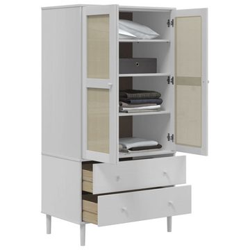 vidaXL Fächerschrank Kleiderschrank SENJA Rattan-Optik Weiß 90x55x175 cm Kiefernholz (1-St)