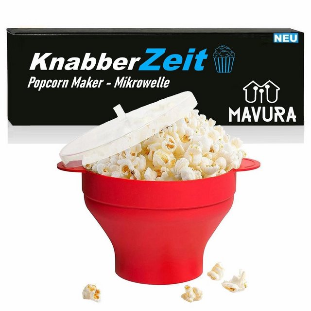 MAVURA Popcornmaschine KnabberZeit Popcorn Maker für Mikrowelle Popcorn Popper ohne Öl, Silikon Schüssel Popcornschüssel faltbar