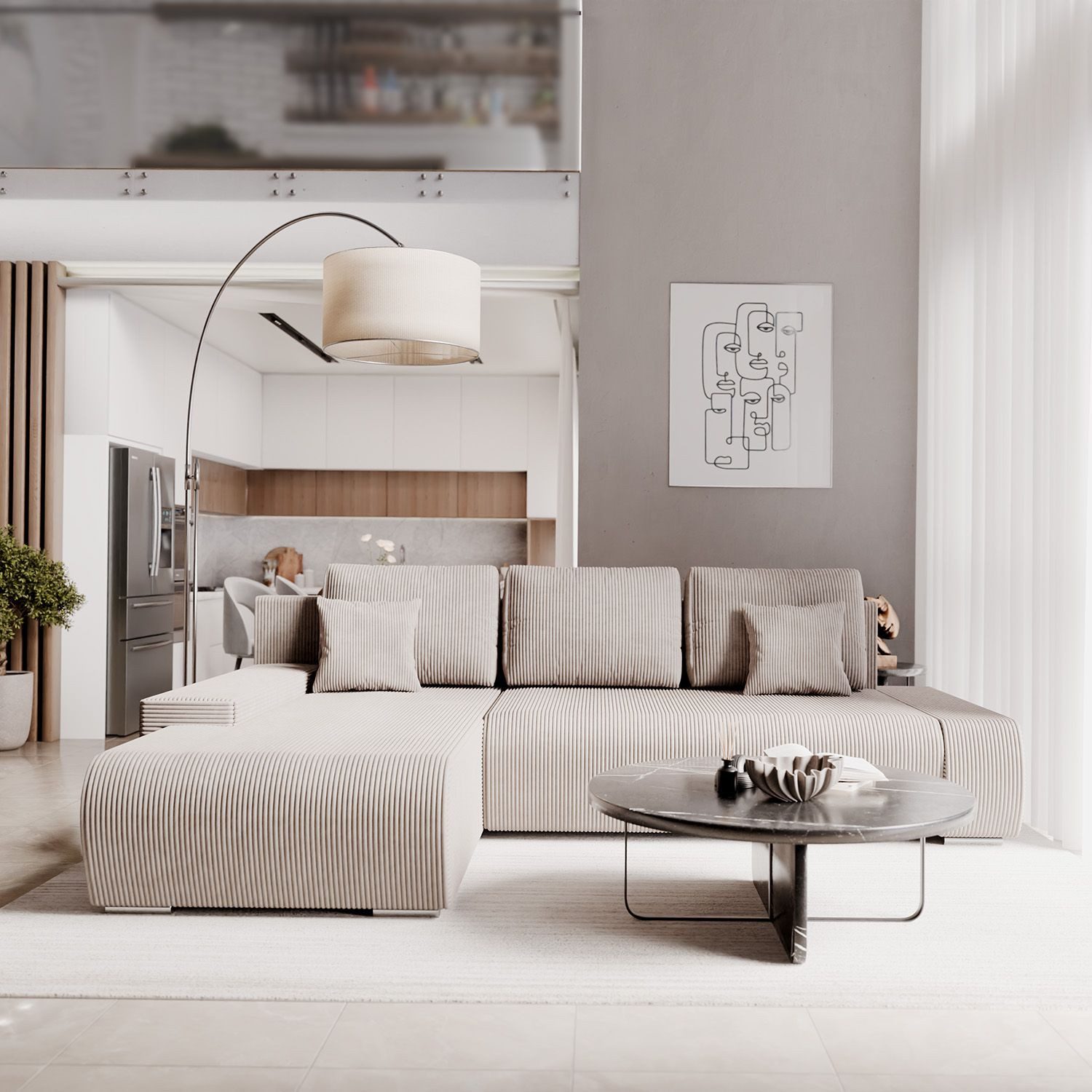 Juskys Ecksofa Iseo, modern, L-Form, Schlaffunktion, bequem, samtig wie Cor günstig online kaufen