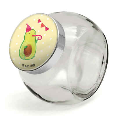 Mr. & Mrs. Panda Vorratsglas L 870ml Avocado Geburtstag - Gelb Pastell - Geschenk, Überraschung, V, Premium Glas, (1-tlg), Exklusive Motive