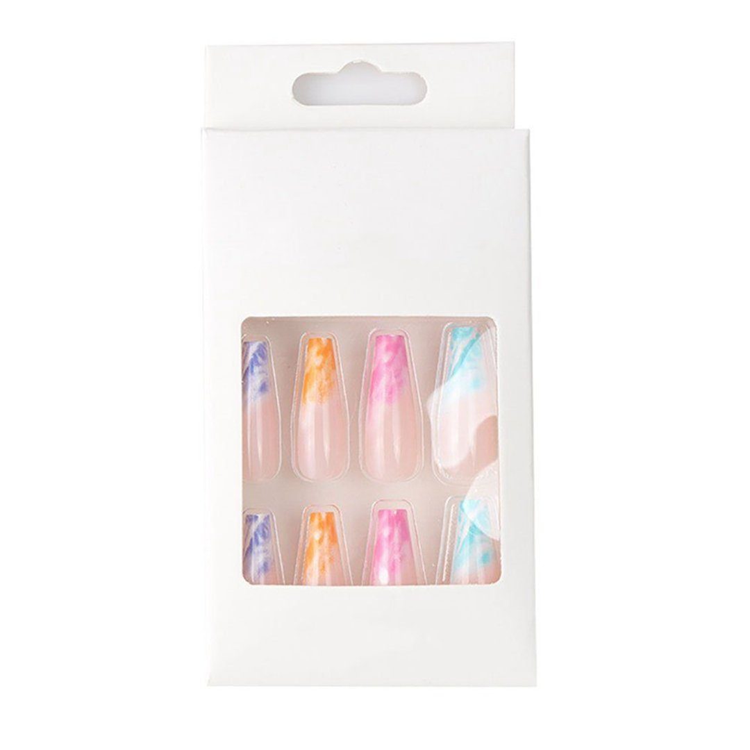 TUABUR Kunstfingernägel Rainbow Vivid Nail Long Nägel für Künstliche Frauen, 1-tlg. Pieces, Art