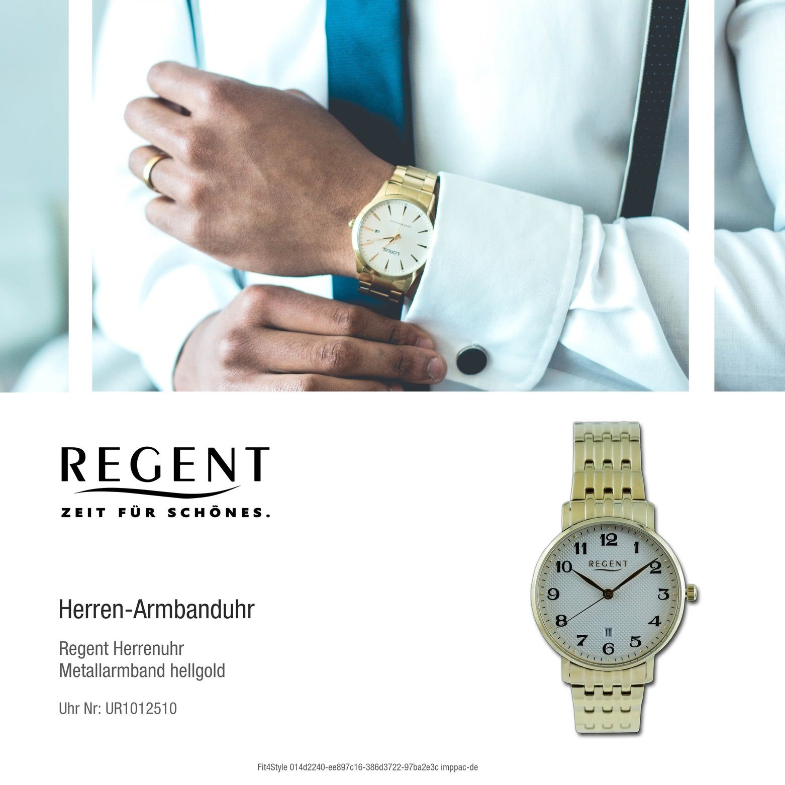 extra Herren Herren Analog, Regent groß Quarzuhr 39mm), Armbanduhr Metallarmband rund, Armbanduhr Regent (ca.