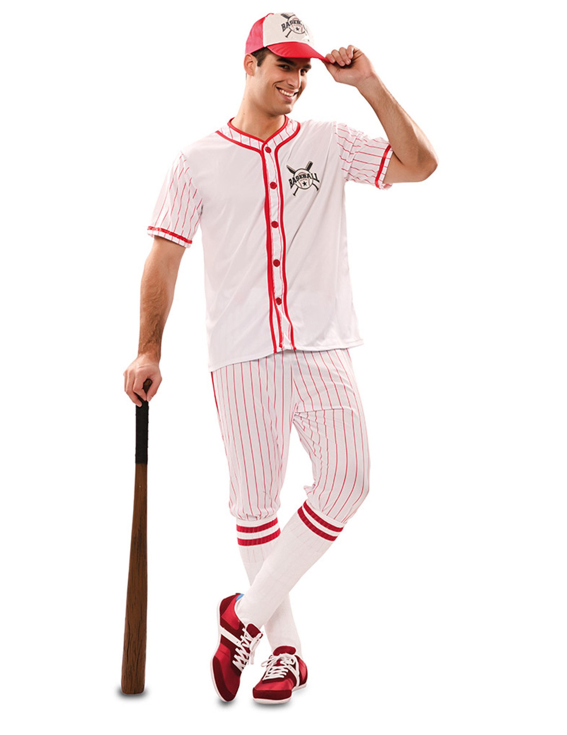 Kostüm Baseball-Kostüm für Herren Faschingskostüm weiss-rot