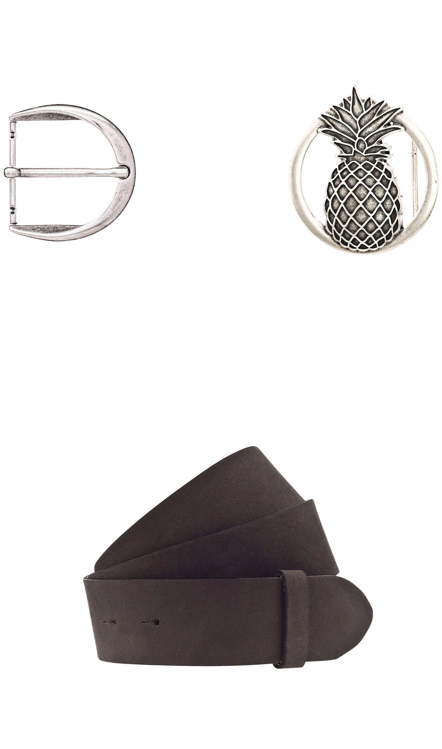 Vanzetti Ledergürtel (Set) mit auswechselbaren Schließen dunkelbraun