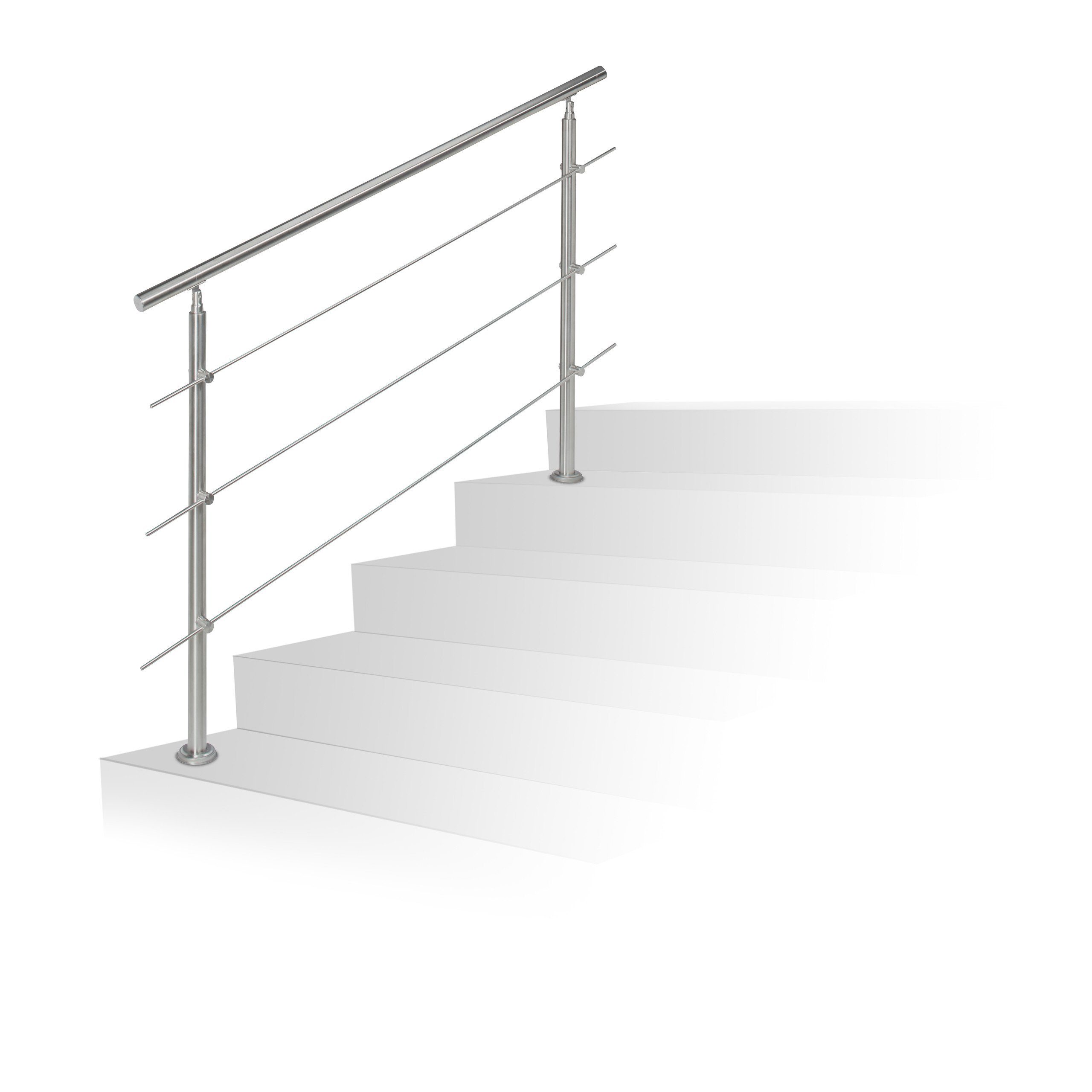 relaxdays Treppengeländer Edelstahl, 150 cm Länge, günstig online kaufen