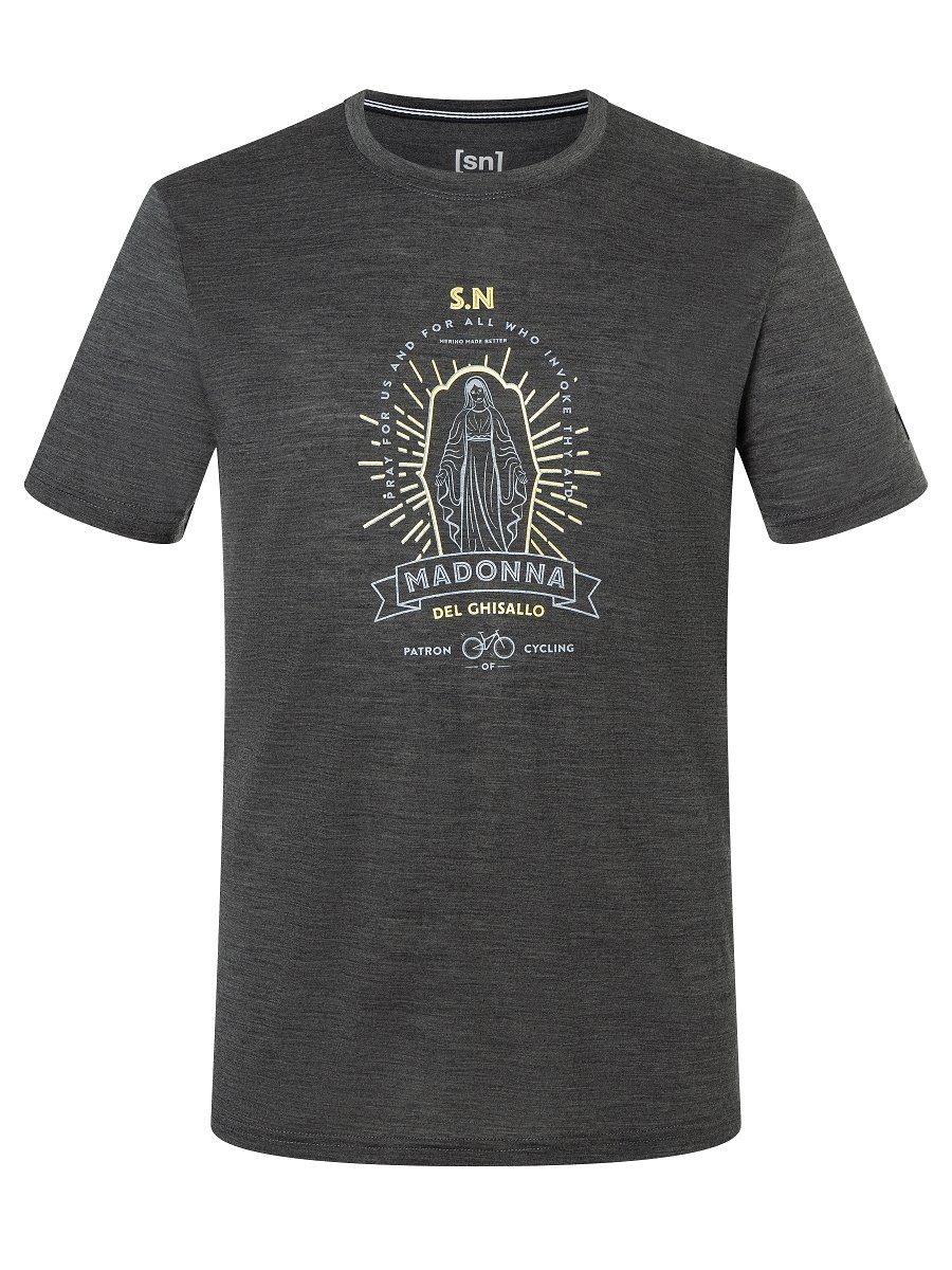 SUPER.NATURAL Print-Shirt Merino T-Shirt M SANTA PATRONA TEE bequemer Merino-Materialmix