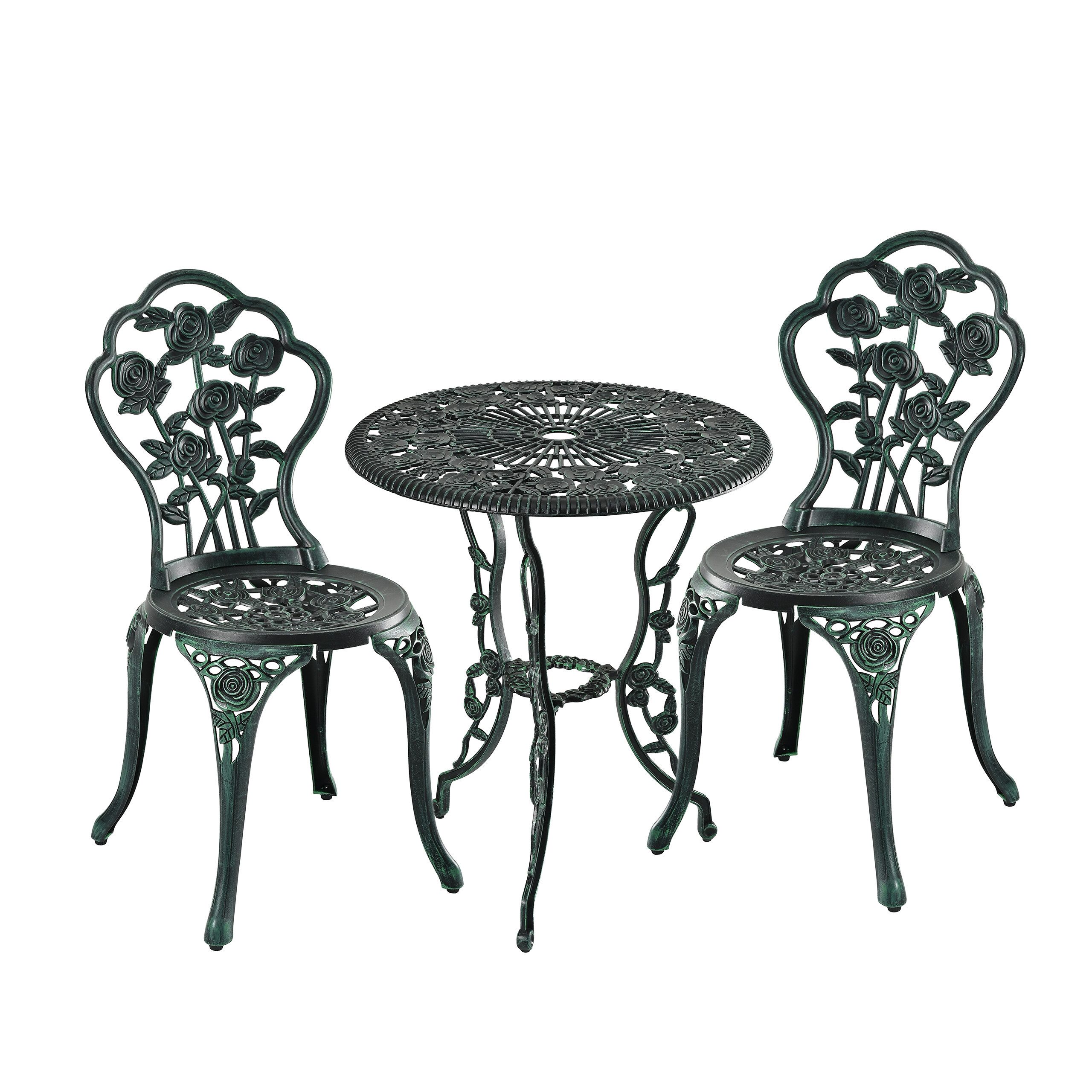 relaxdays Balkonset 3-teiliges Gartenmöbel Set, Schwarz-Grün günstig online kaufen