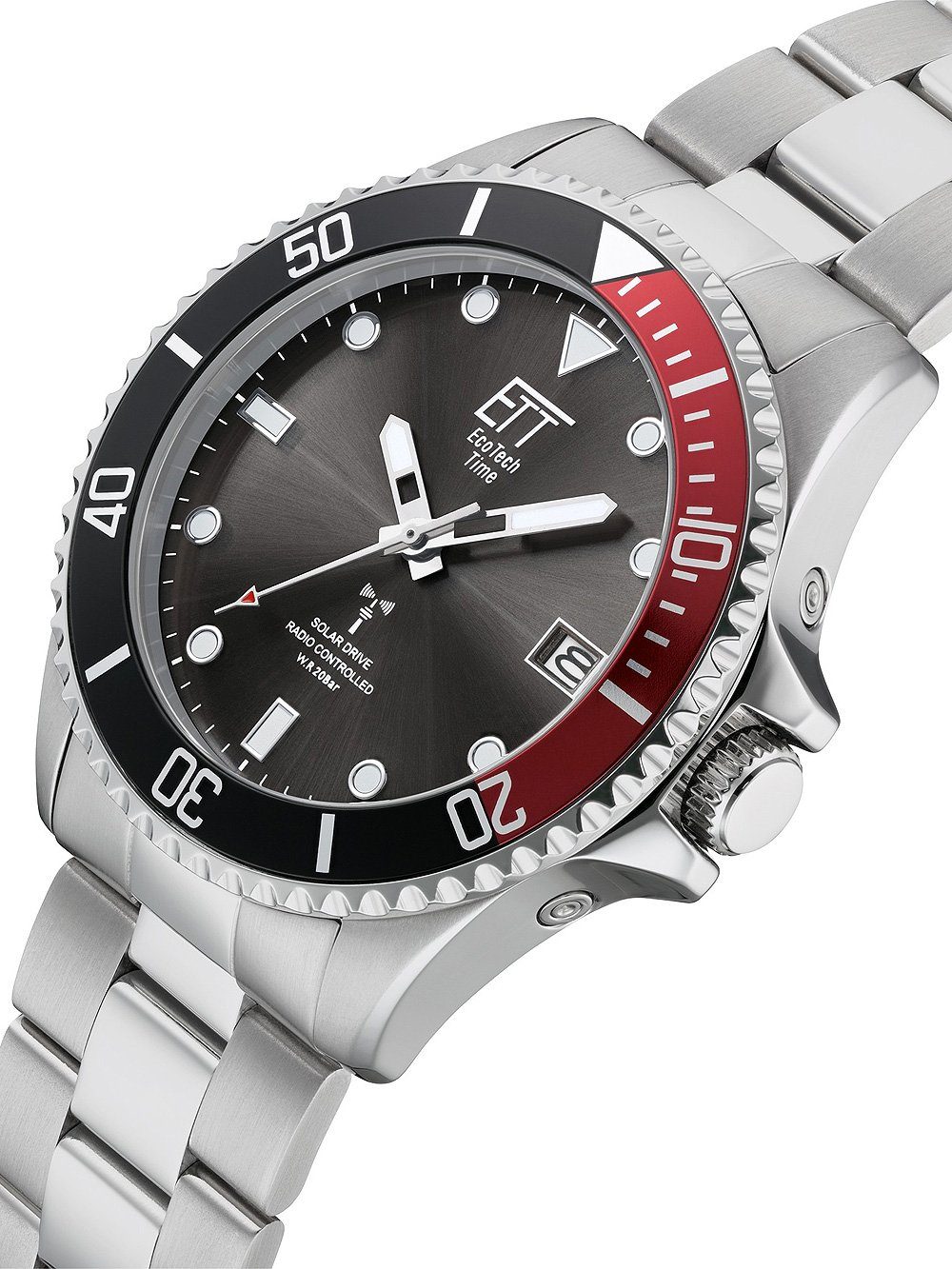 ETT Eco Tech Time Quarzuhr ETT EGS-11604-25M Professional Solar Funk Herrenuhr 44mm 20ATM ETT EGS-11604-25M Professional Solar Funk Herrenuhr 44mm 20ATM