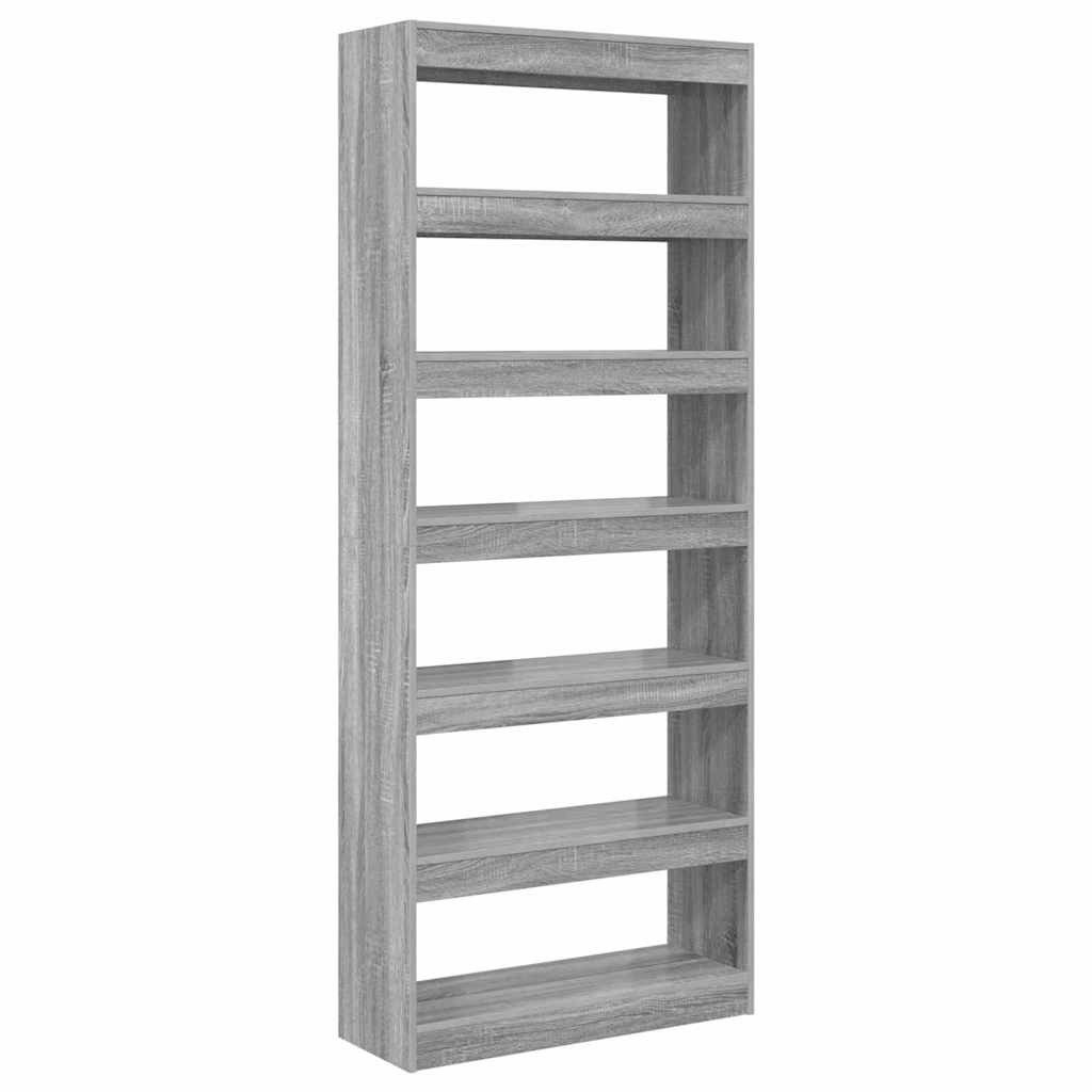 vidaXL Bücherregal Bücherregal Grau Sonoma 80 x 30 x 198 cm Holzwerkstoff, 1-tlg.