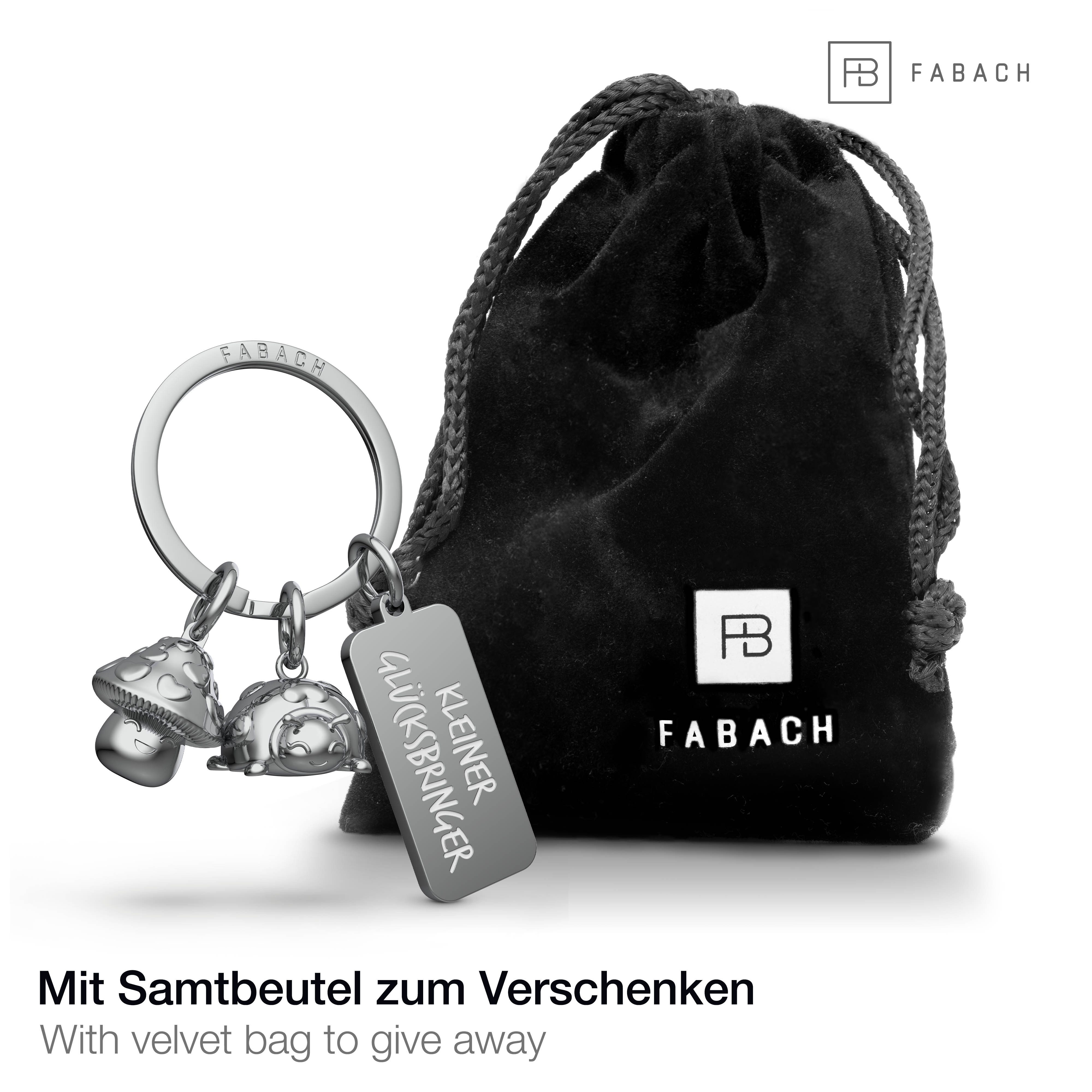 FABACH Schlüsselanhänger Glückspilz und Glückskäfer Marie mit Gravur "Kleiner Glücksbringer"