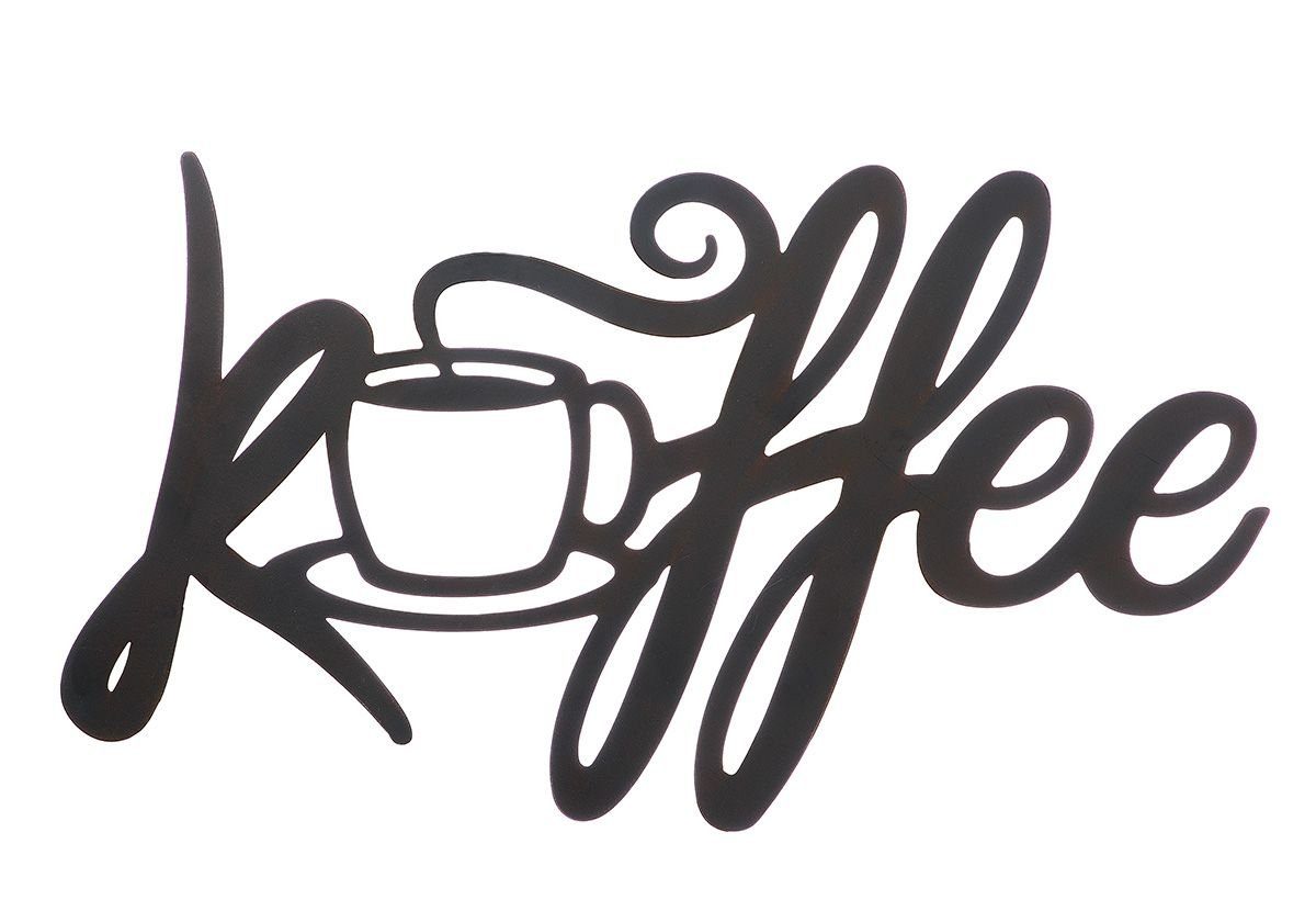 GILDE Dekoobjekt Metall Wandrelief "Kaffee" in Dunkelbraun - 42x26 cm
