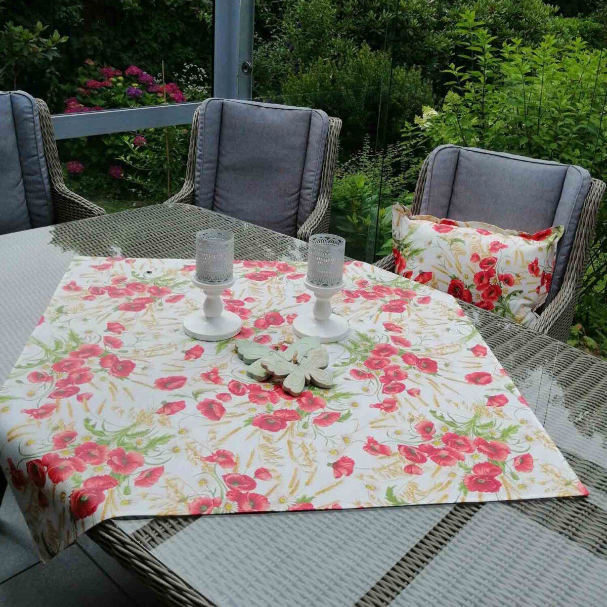 Mit Liebe dekoriert Tischdecke Tischdecke beschichteter Mohn Baumwolle aus
