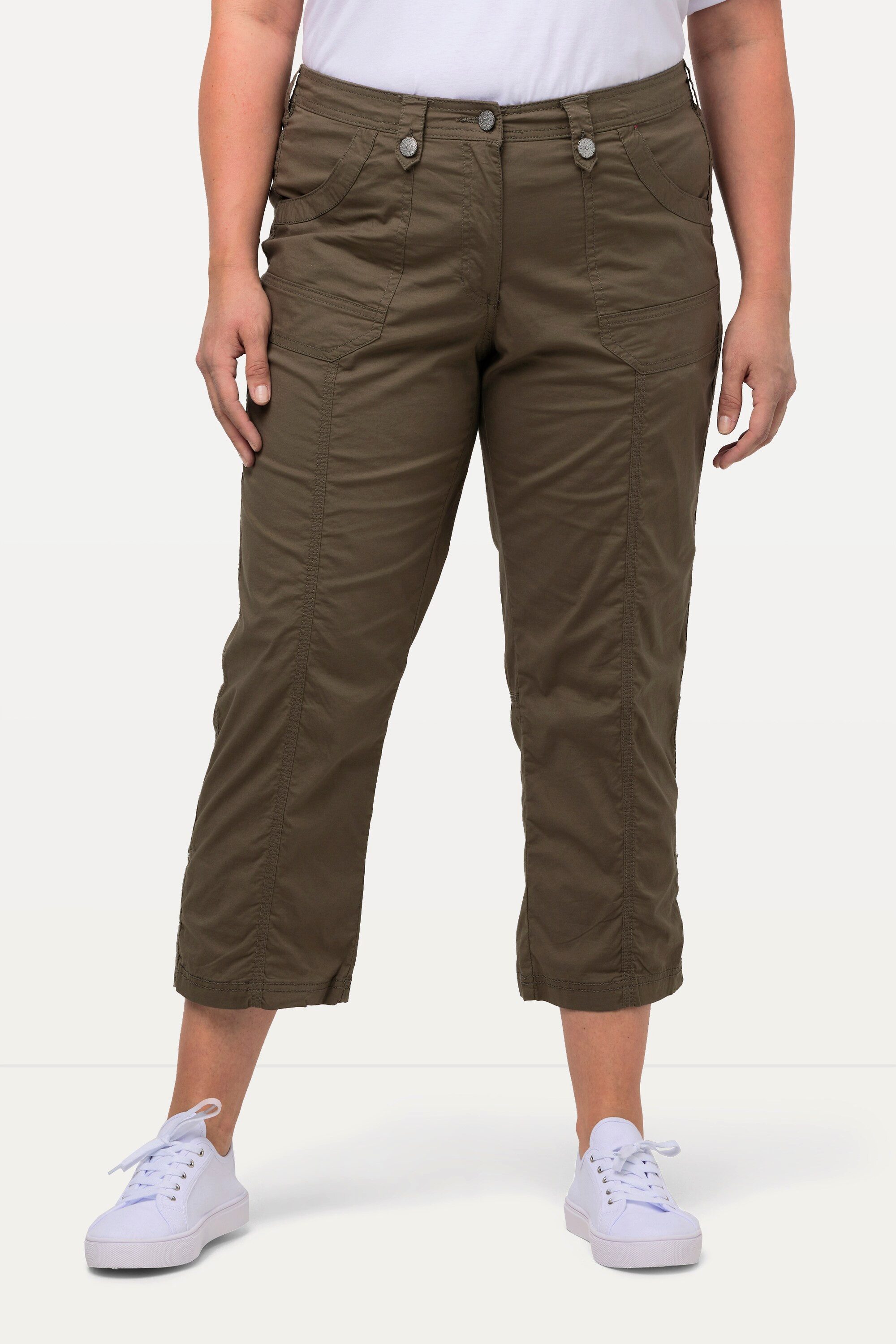 Ulla Popken Funktionshose 7/8-Cargohose Krempelriegel Komfortbund günstig online kaufen