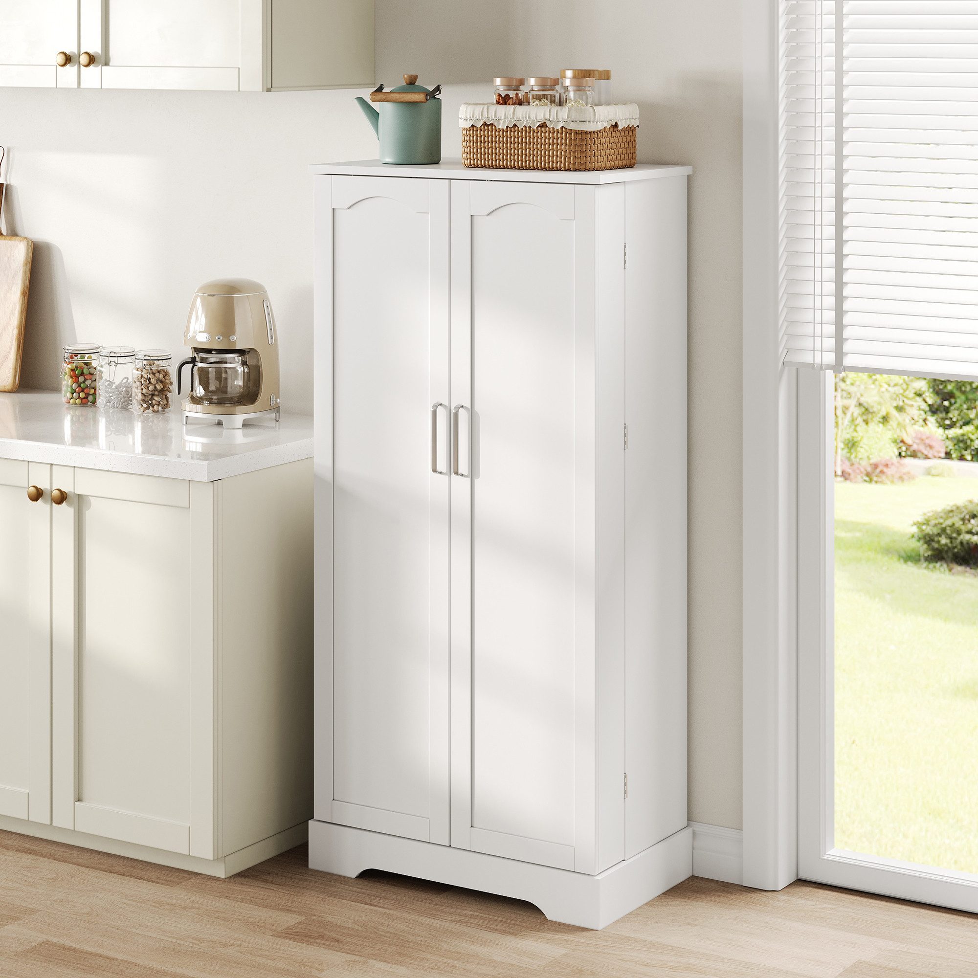 STILVORA Highboard mit LED,Küchenschrank Aufwahrungsschrank mit Einlegeböden&Kippschutz (mit LED-Sensorleuchte, höhenverstellbaren Böden & Kippschutz, 1 St)