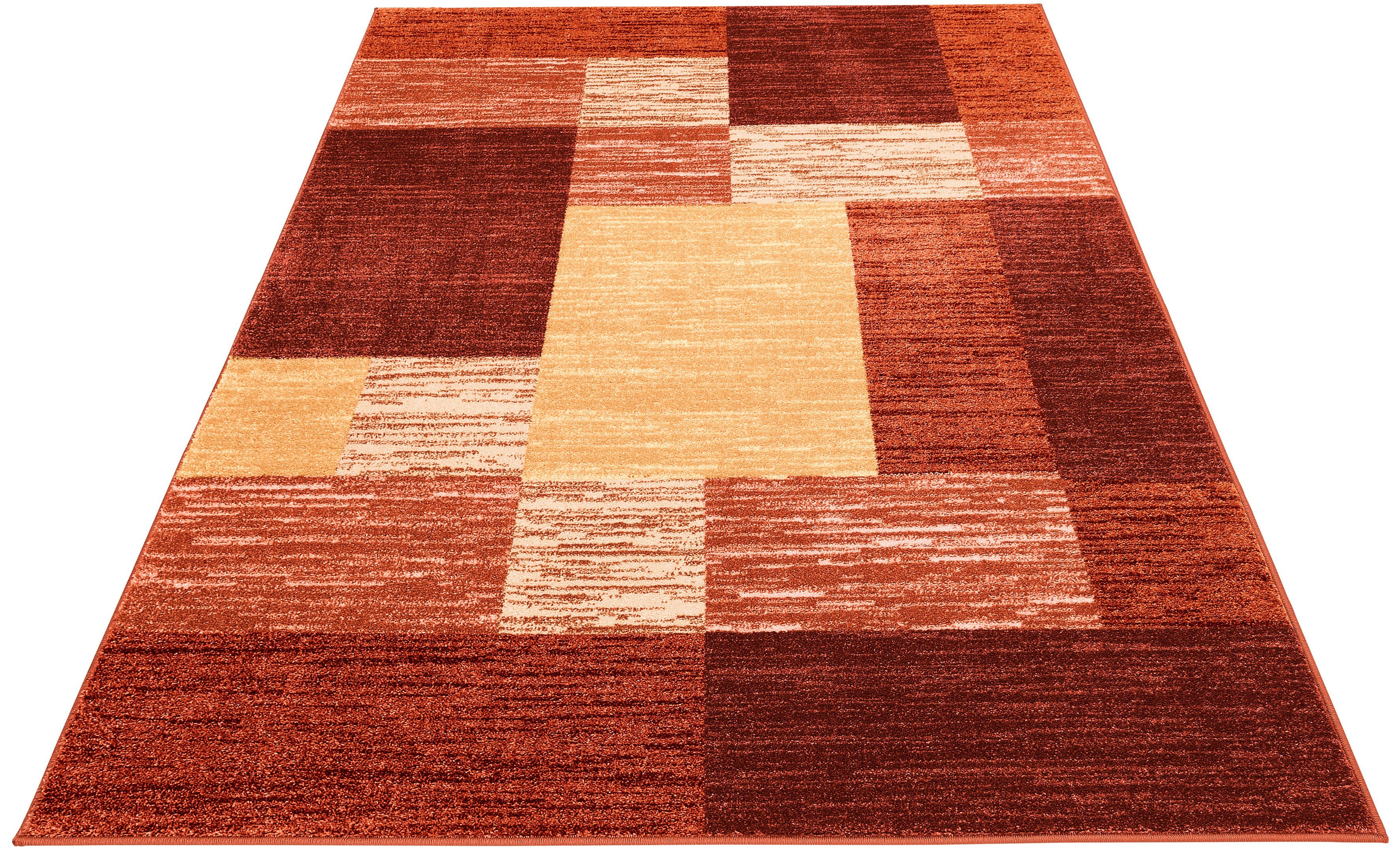 Teppich Melvin, my home, rechteckig, Höhe: 8 mm, schön weich, flacher Teppich Karo-Muster rot