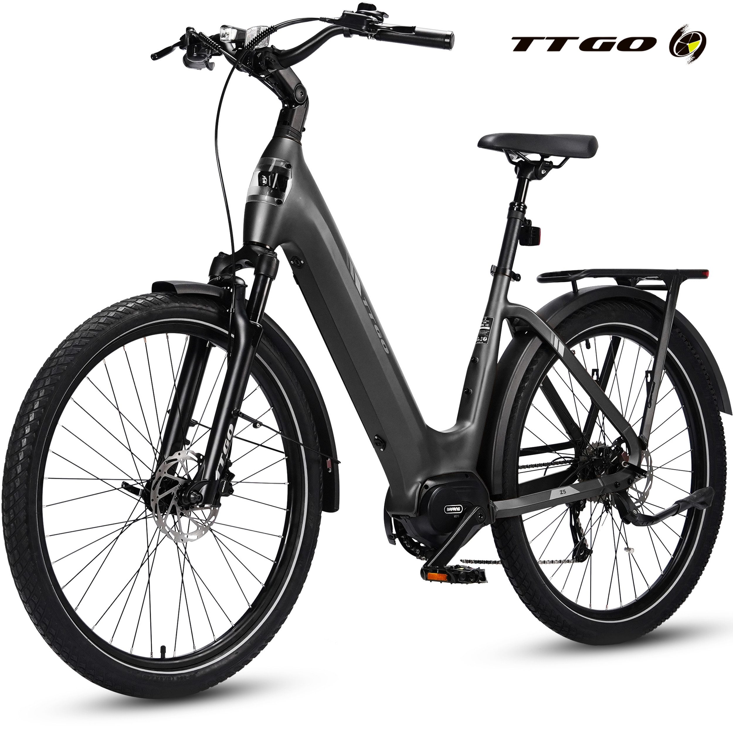 TTGO E-Bike Cityrad 28 Zoll, SUV, 75Nm Mittelmotor, 130km, Z5, für Damen und Herren, 9 Gang SHIMANO, Kettenschaltung, Mittelmotor, 648 Wh, 5 Stufen, Drehmomentsensor, Federsattelstütze, Elektrofahrrad, Pedelec