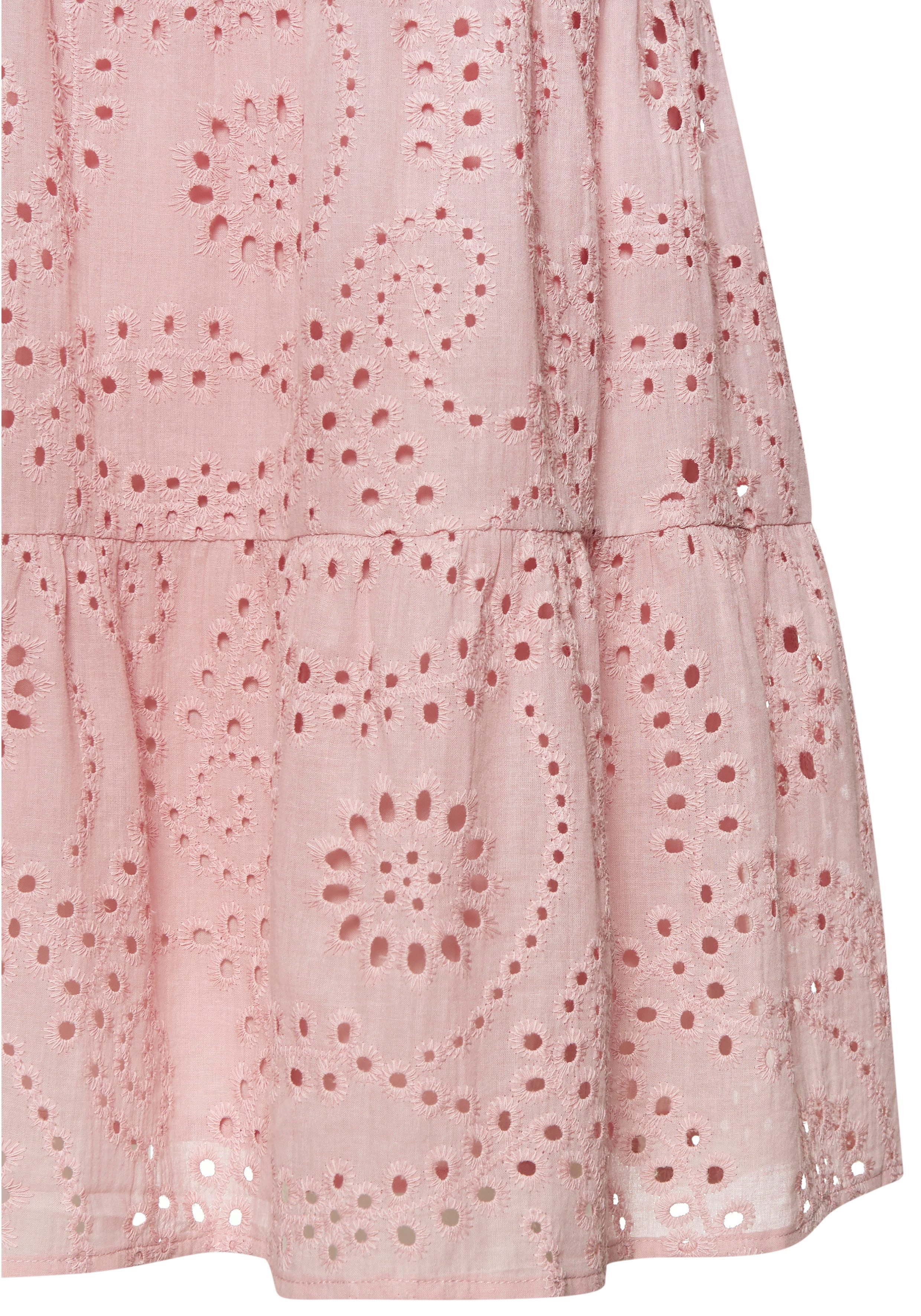 Buffalo Spitzenkleid aus Lochstickerei mit Innenfutter, gestuftes Webkleid Sommerkleid, modische Eyelet-Stickerei, A-Linien-Kleid, Blusenkleid – Bild 4 von 5