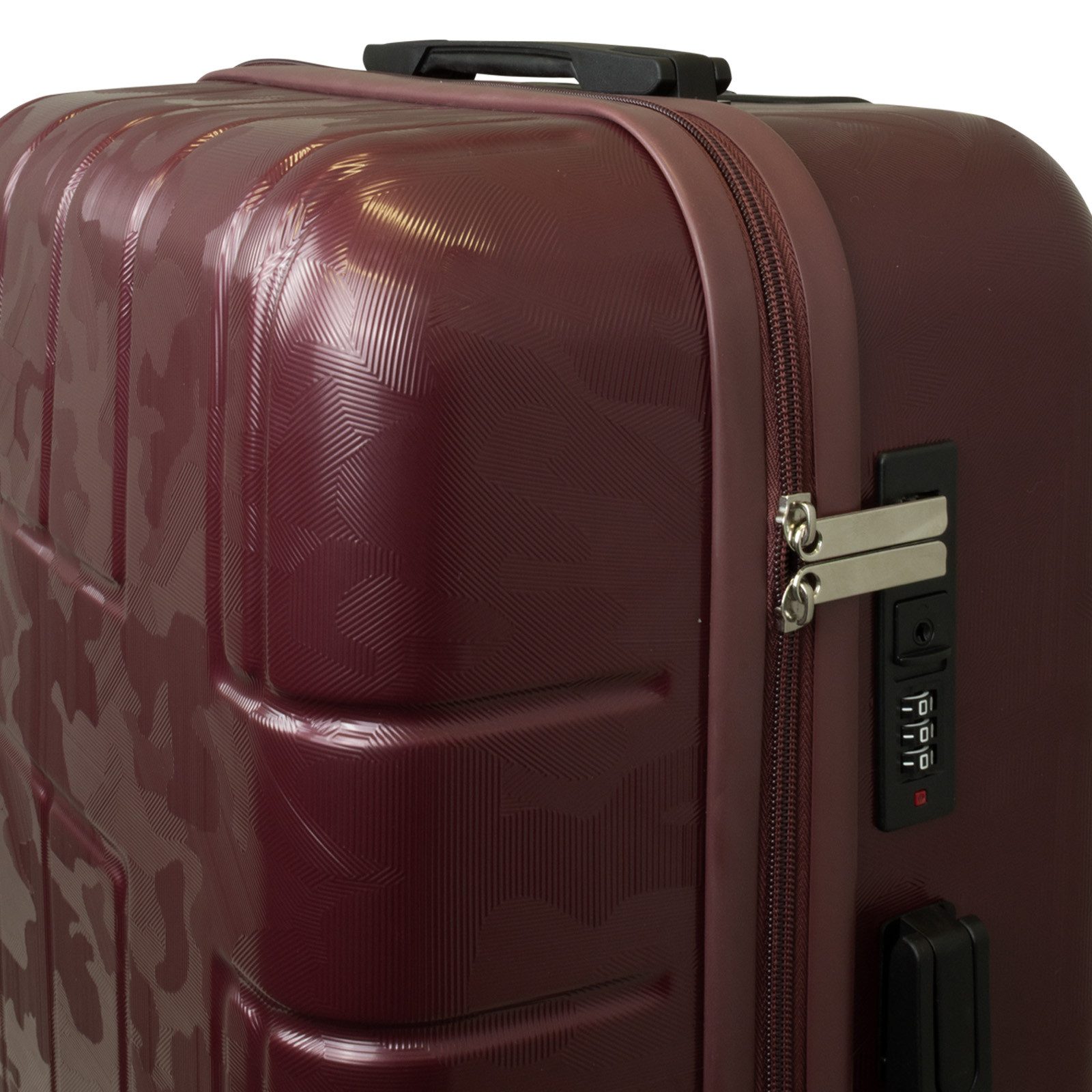 Trendyshop365 Hartschalen-Trolley Camo, 3 Farben, 3 Größe, Reisekoffer mit, 4 Rollen, Zahlenschloss, Doppelrollen, 2 Tragegriffe