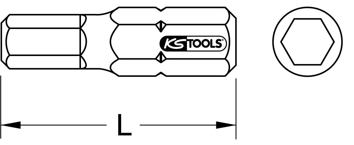 Thumbnail - KS Tools Bohrer- und Bitset 1/4" TORSIONpower Bit Innen6kant, 25mm, 1,5mm, 5er Pack