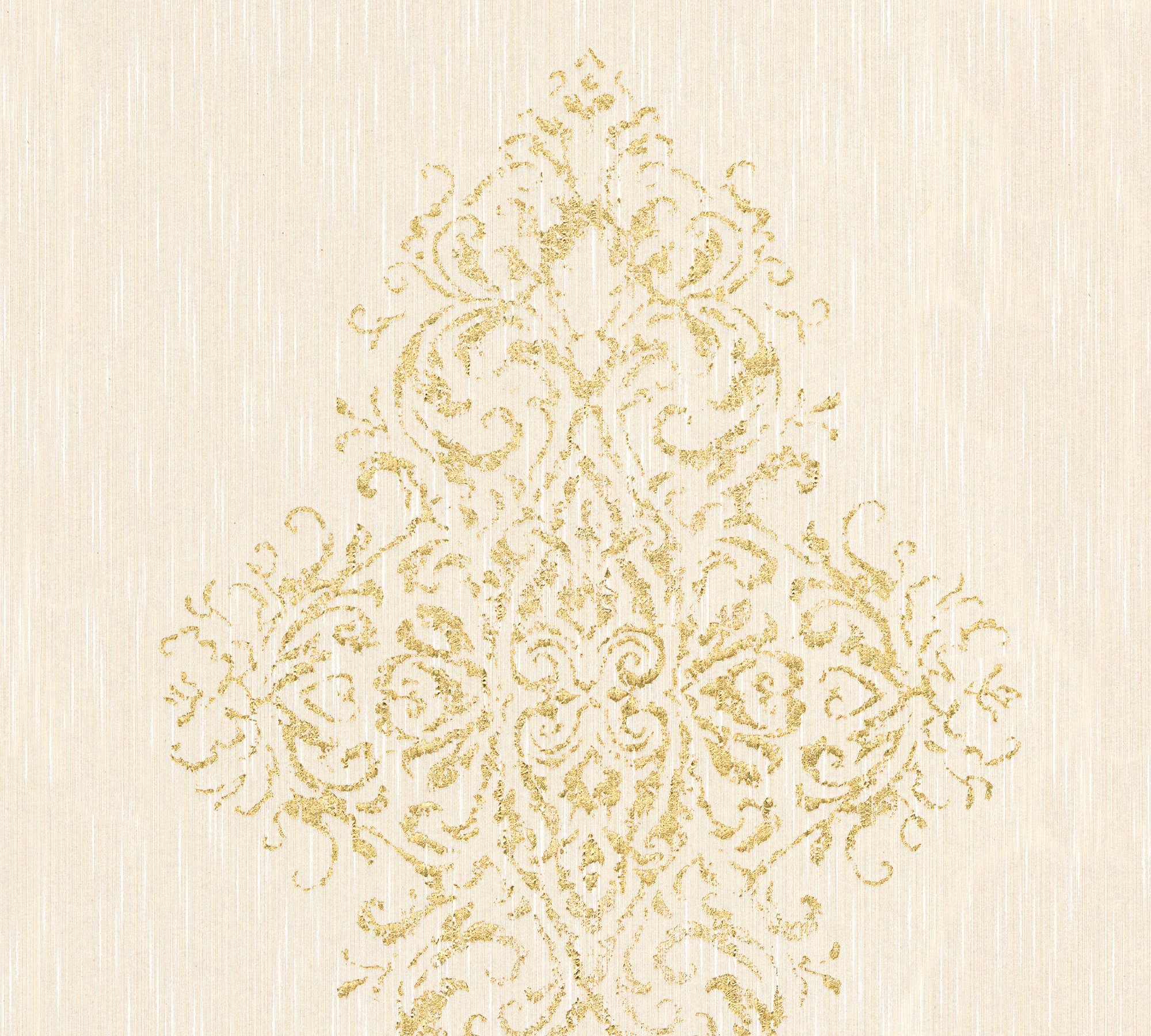 Tapete samtig, Textiltapete Metallic wallpaper, Paper Effekt creme/gold Barock, Barock Création A.S. Luxury Architects Textil