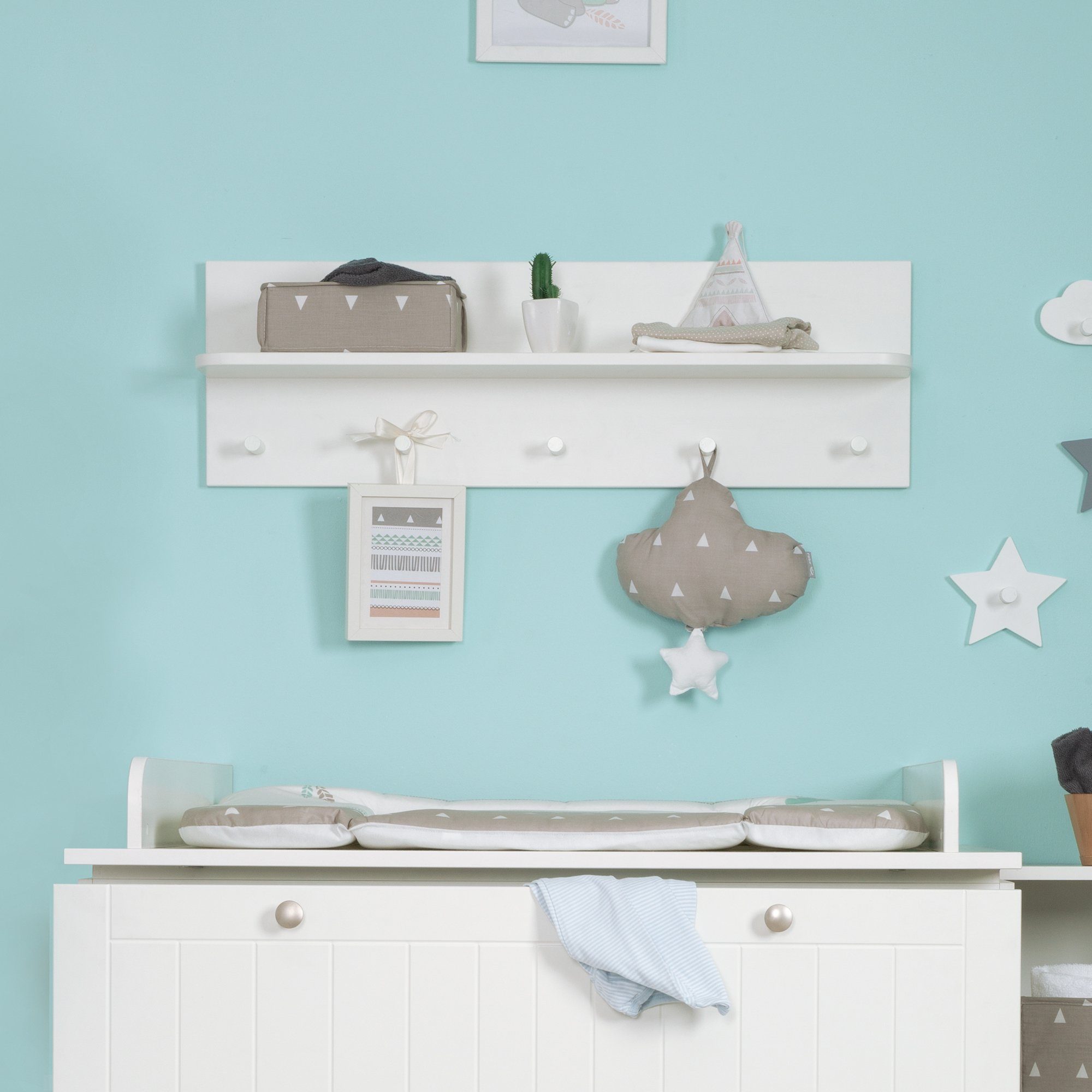 roba® Wandregal Garderobe Dreamworld, mit 5 Garderobenhaken und Ablagefläch günstig online kaufen