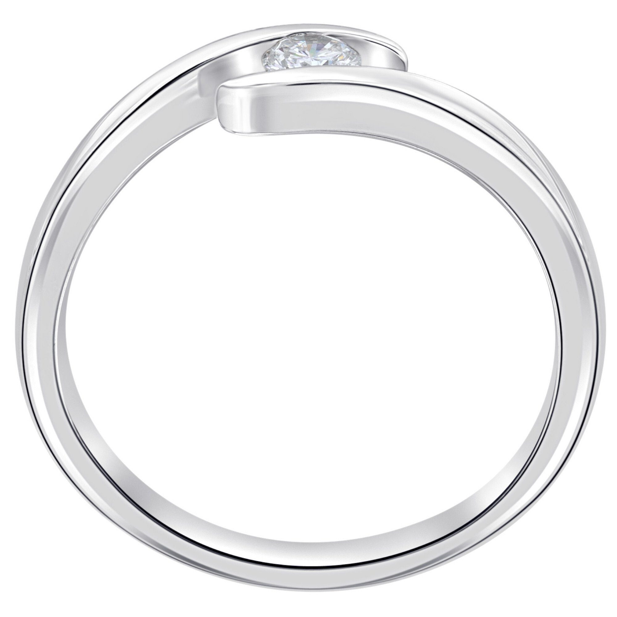 ONE ELEMENT Diamantring 0,10 ct Diamant Brillant Spannfassung Ring aus 585 Weißgold, Damen Gold Schmuck Spannfassung | Goldringe