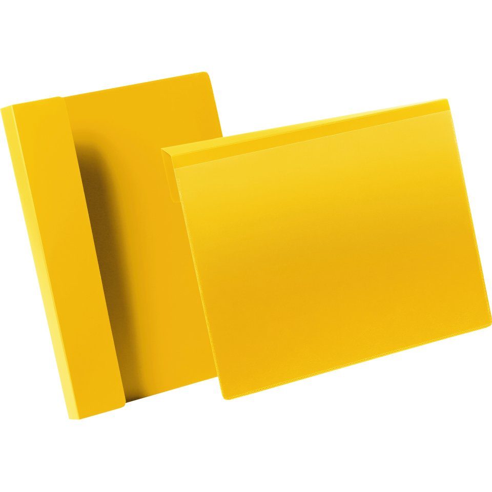 mit 297x210mm DURABLE Werbeanlagen König gelb/transparent, (A4), Montagezubehör 50/VE Kennzeichnungstasche, Falz,