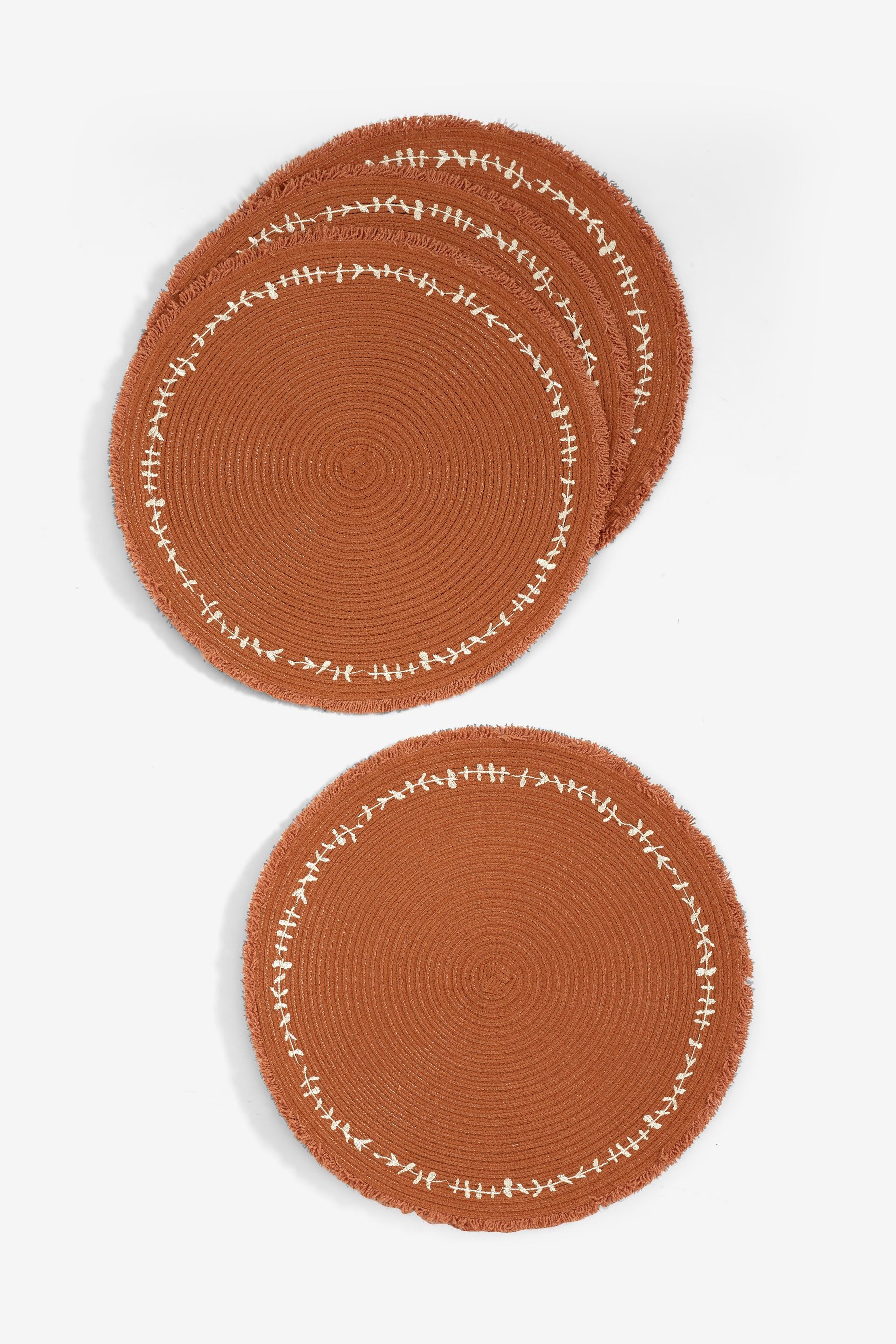 Platzset Tischset mit Blattstickerei, 4er-Set