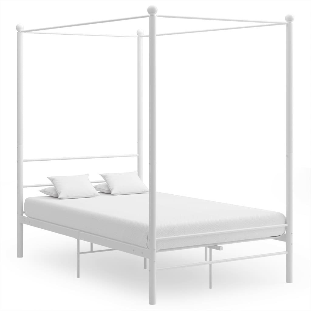 furnicato Bett Himmelbett Weiß Metall 140x200 cm