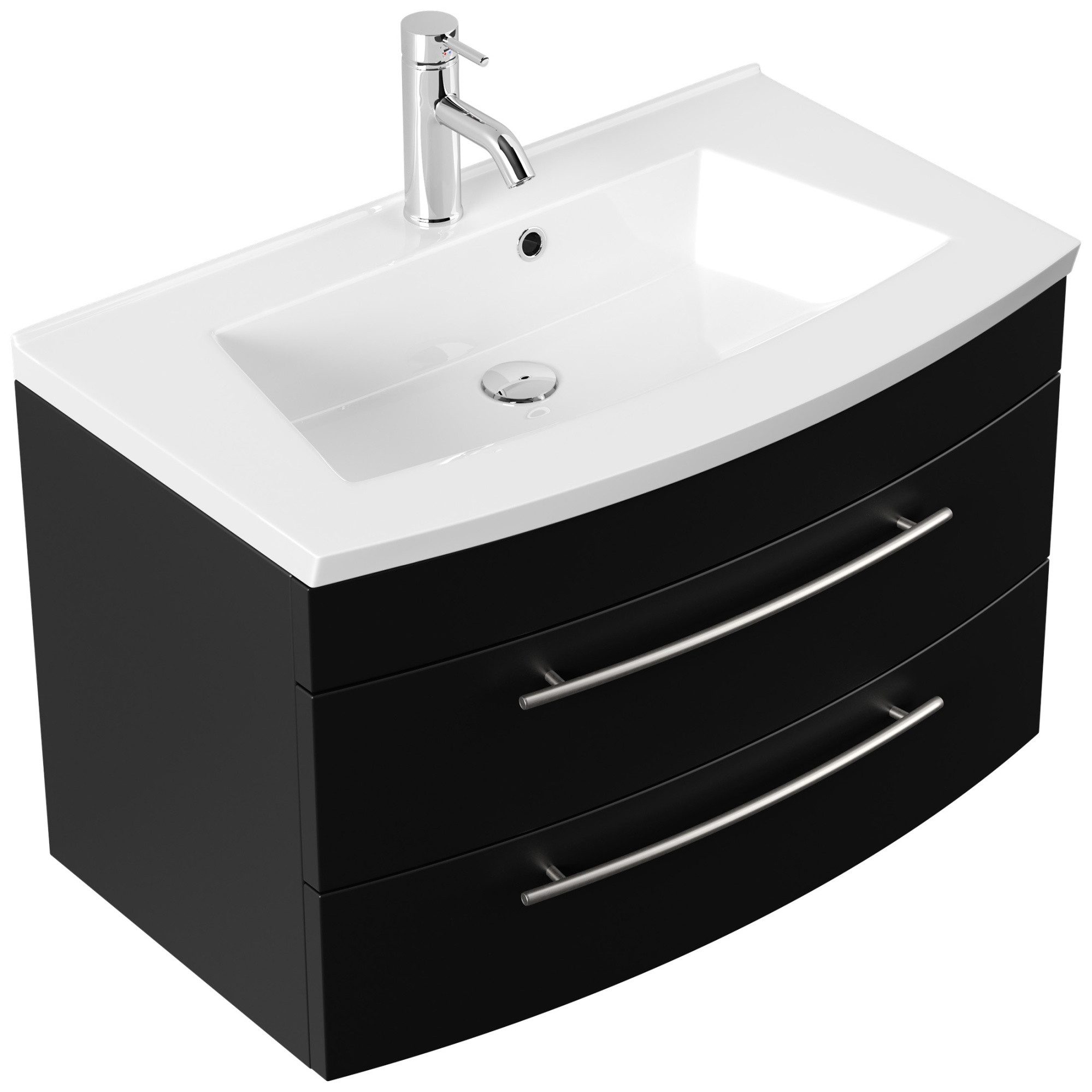 Magnolia Home Waschtisch Badmöbel Bella 80 mit runder Front SoftClose schwa günstig online kaufen