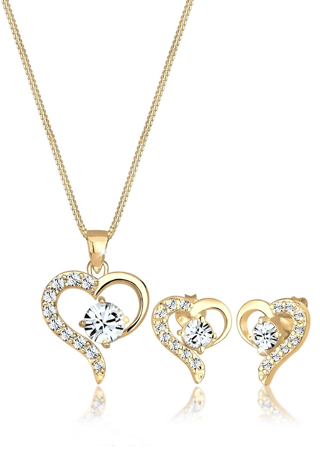 Elli Schmuckset Set mit Herz Weiß 925 Sterling Silber, mit Kristallen von S günstig online kaufen