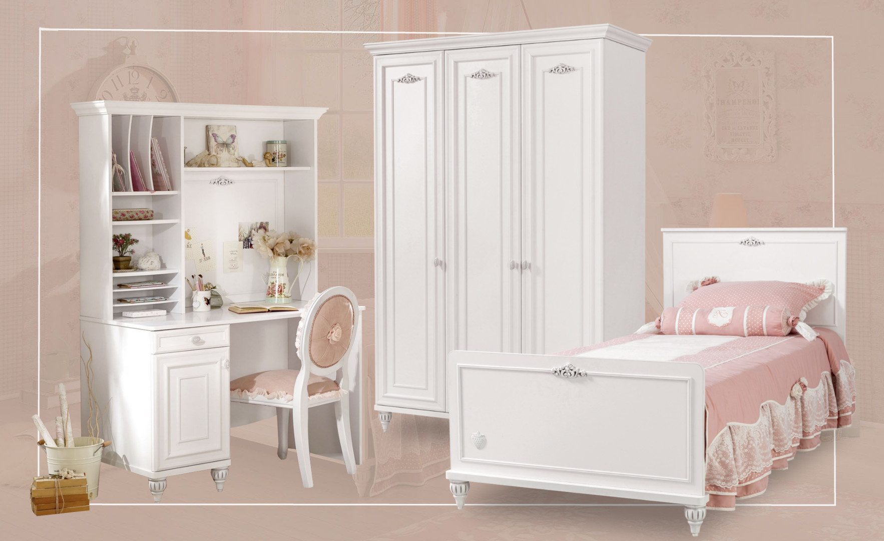 Möbel-Zeit Jugendzimmer-Set ROMANTICA Kinderzimmer, 4-tlg., (4-tlg) günstig online kaufen