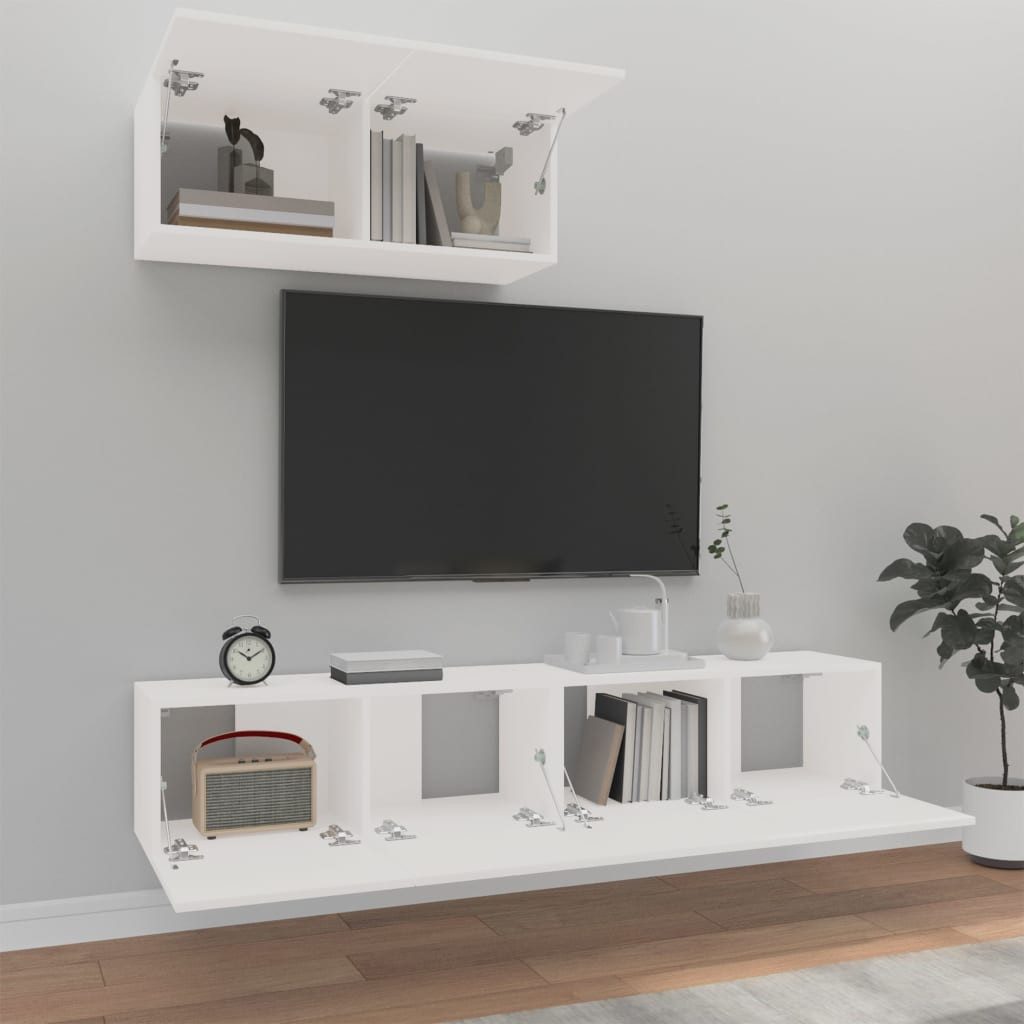 vidaXL TV-Schrank 3-tlg. TV-Schrank-Set Weiß Holzwerkstoff günstig online kaufen